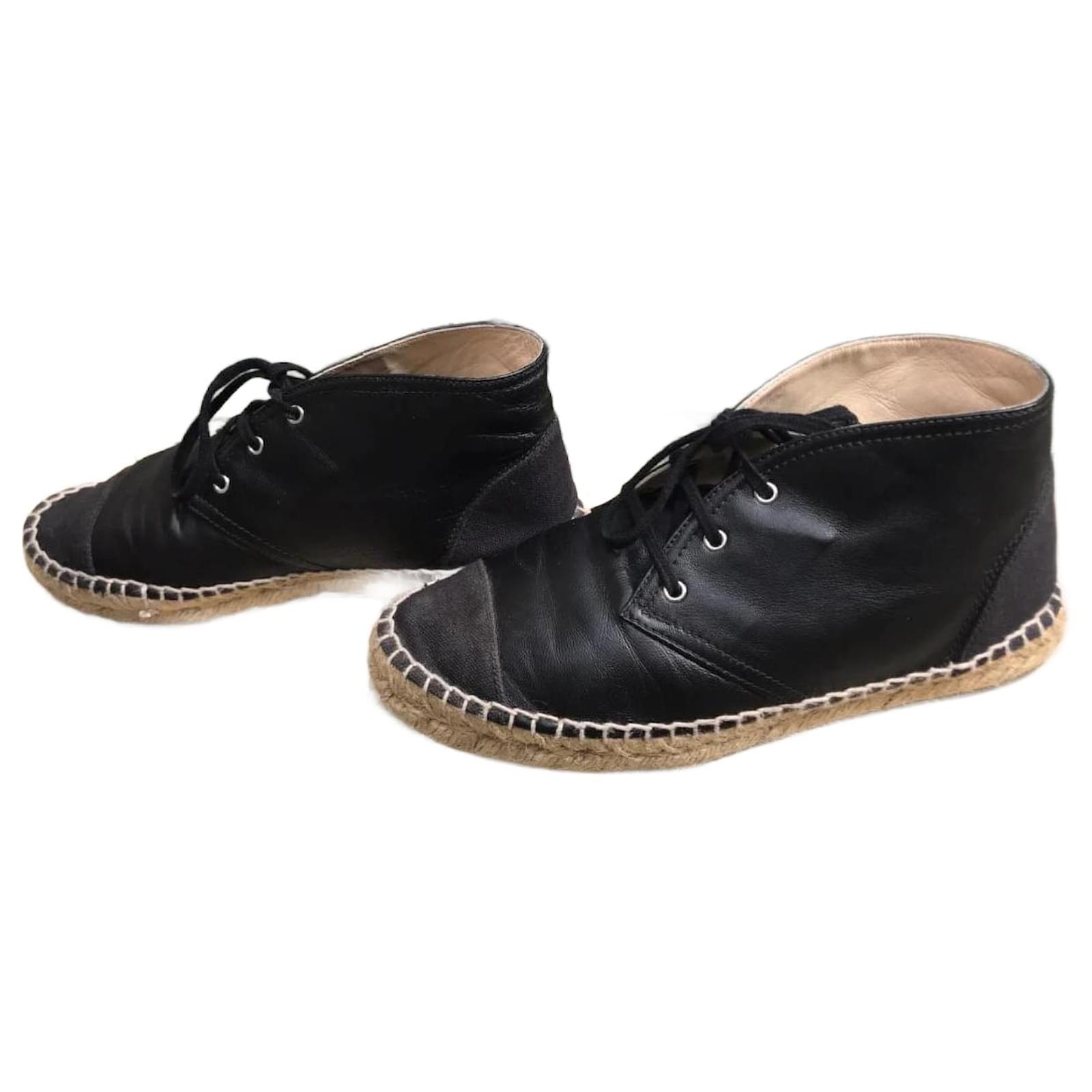 Chanel espadrilles best sale black leather