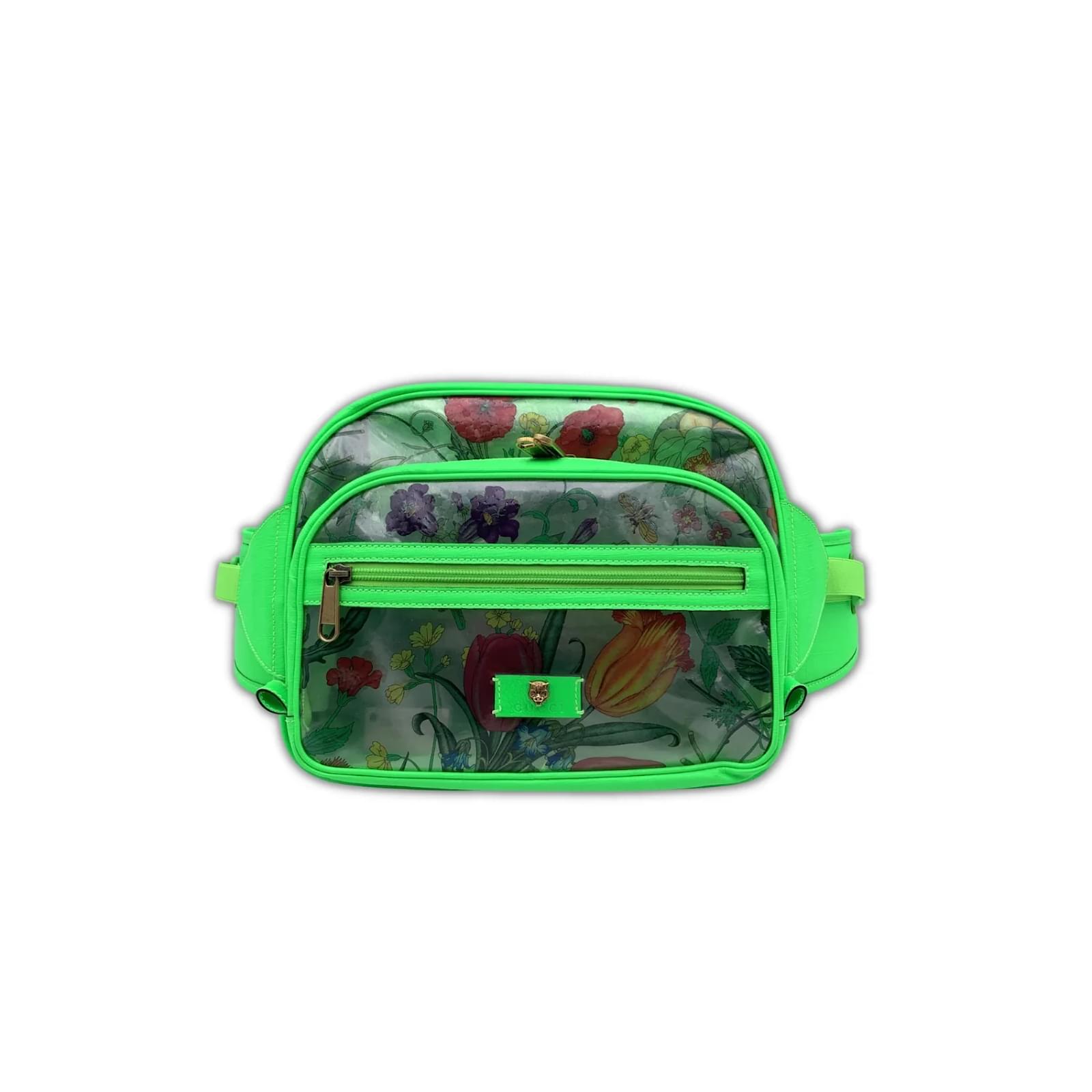 Gucci Green Fluo Unisex Clear PVC Floral Belt Bag Fanny Pack Plastic  ref.980403 - Joli Closet