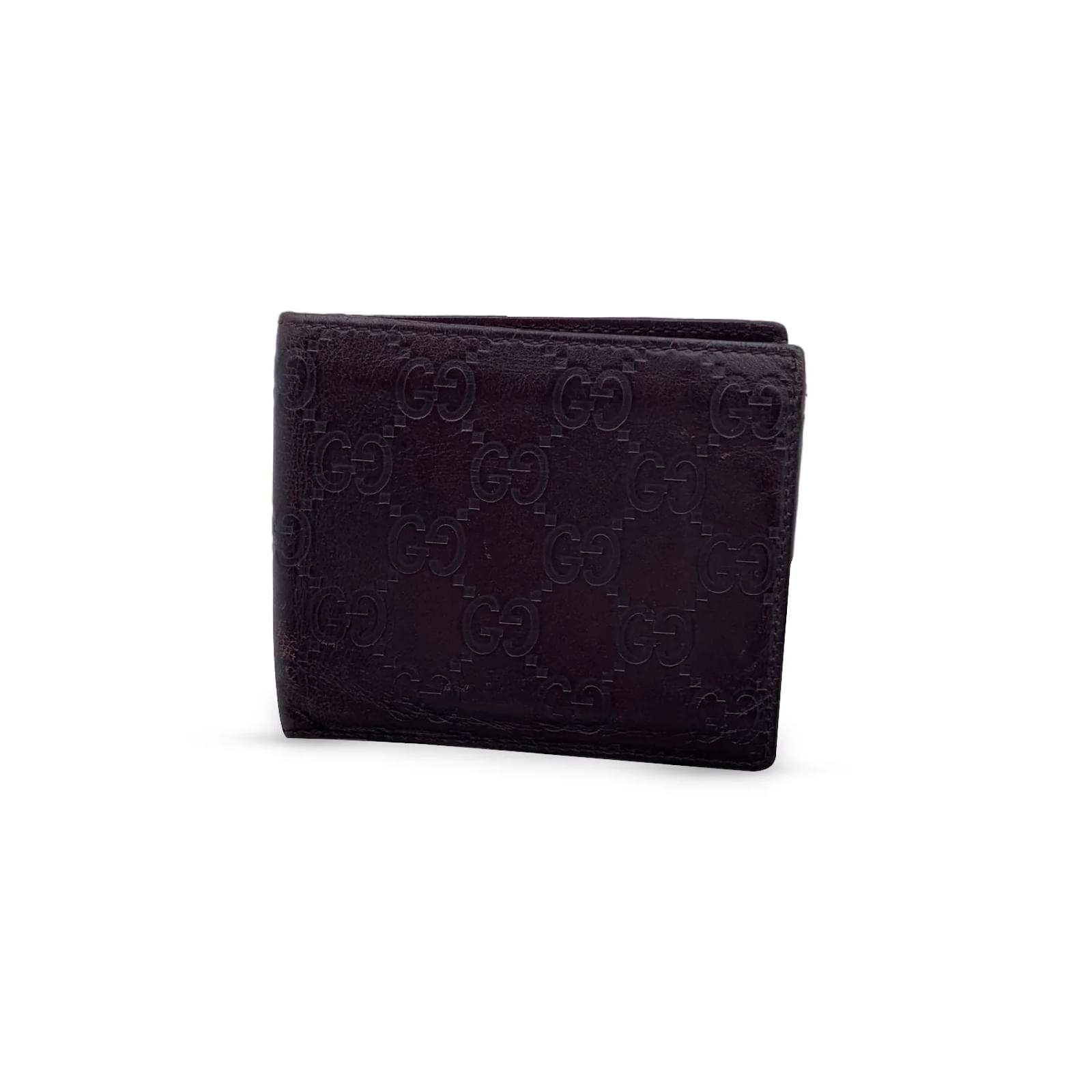 Gucci Brown ssima Leather Unisex Bifold Card Wallet ref.980409