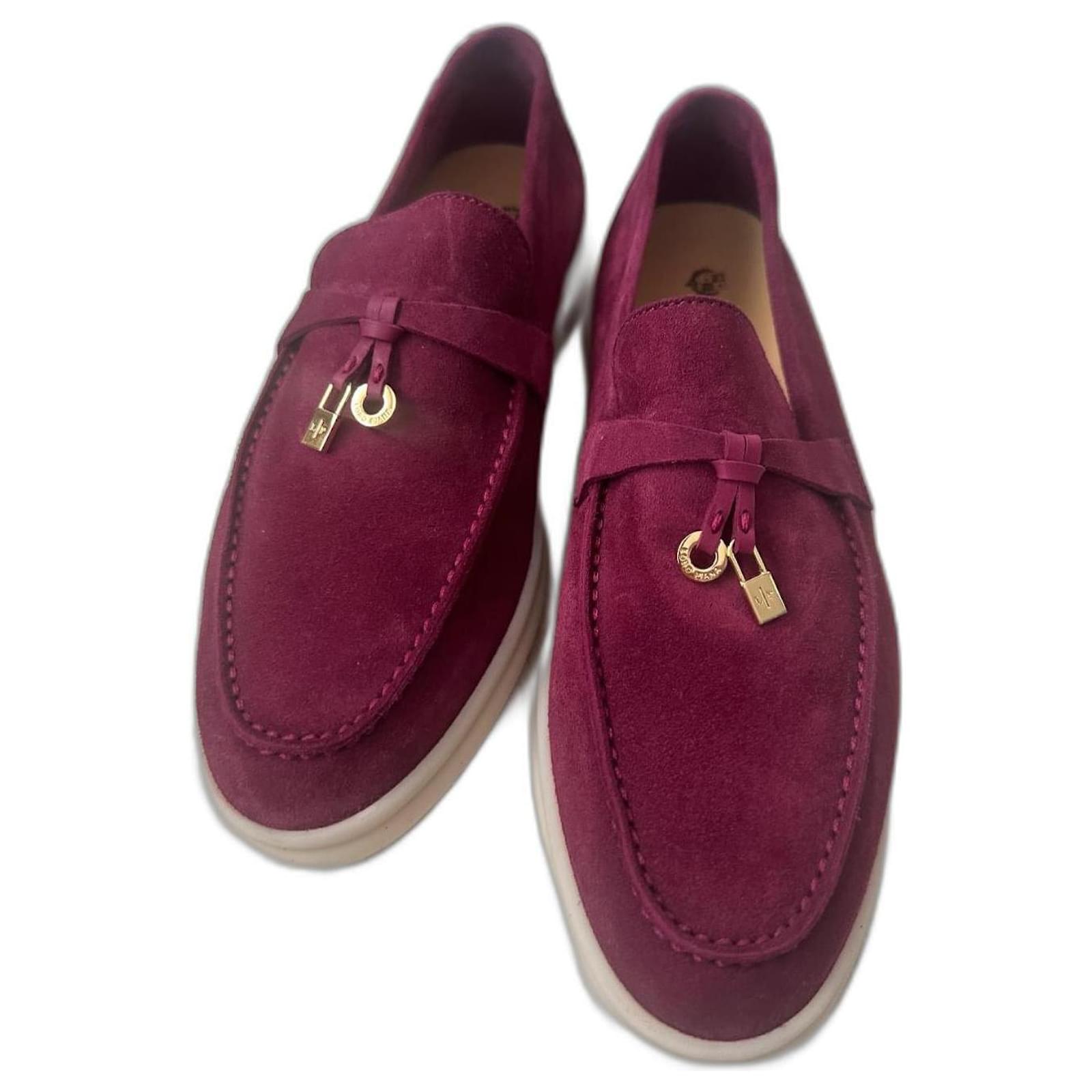 Loro Piana Summer Charms Walk Suede Loafers in Pink