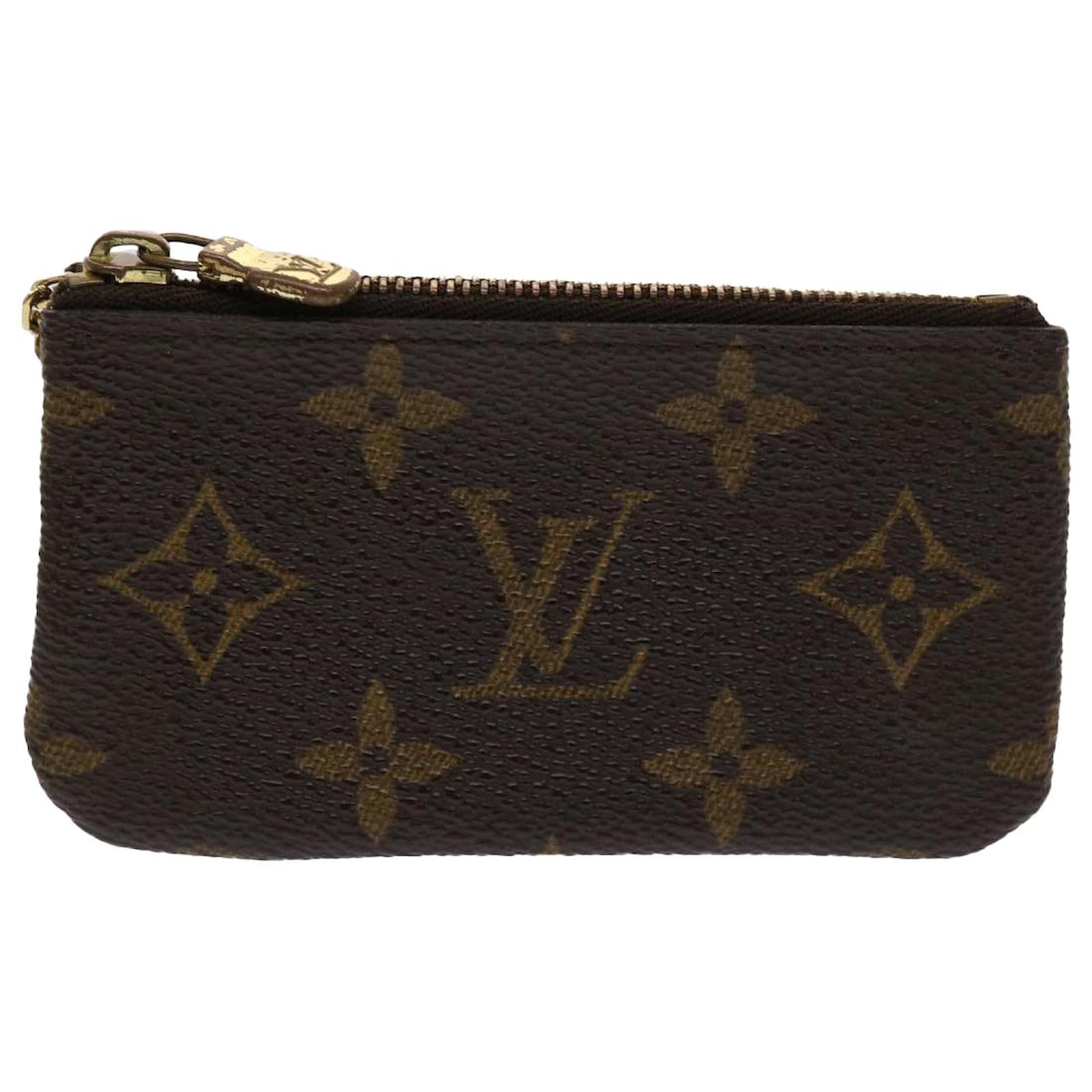 LOUIS VUITTON Pochette Key Cles Monogram Canvas Coin Case Brown