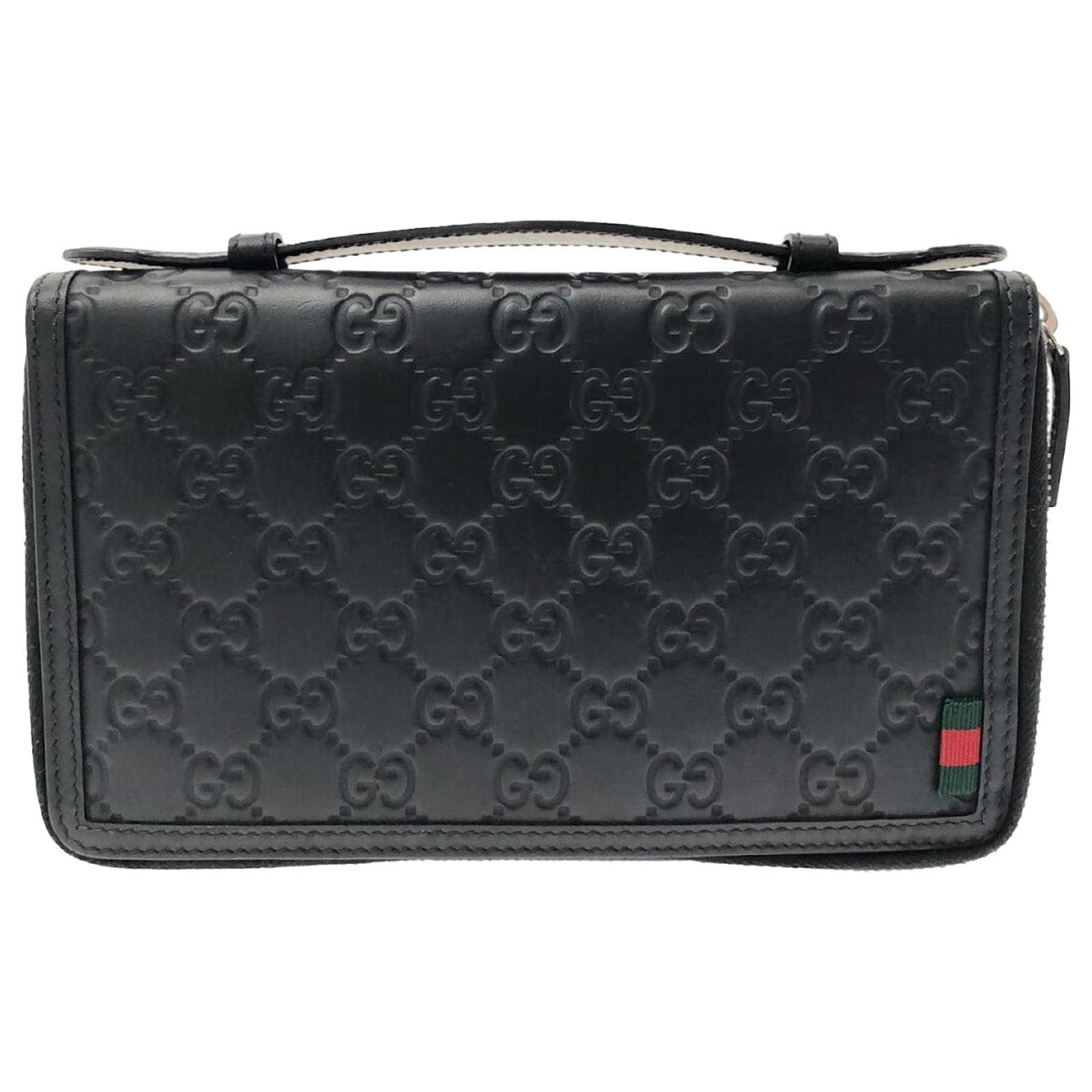 Gucci Black Guccissima Travel Document Case Leather Pony-style calfskin ...