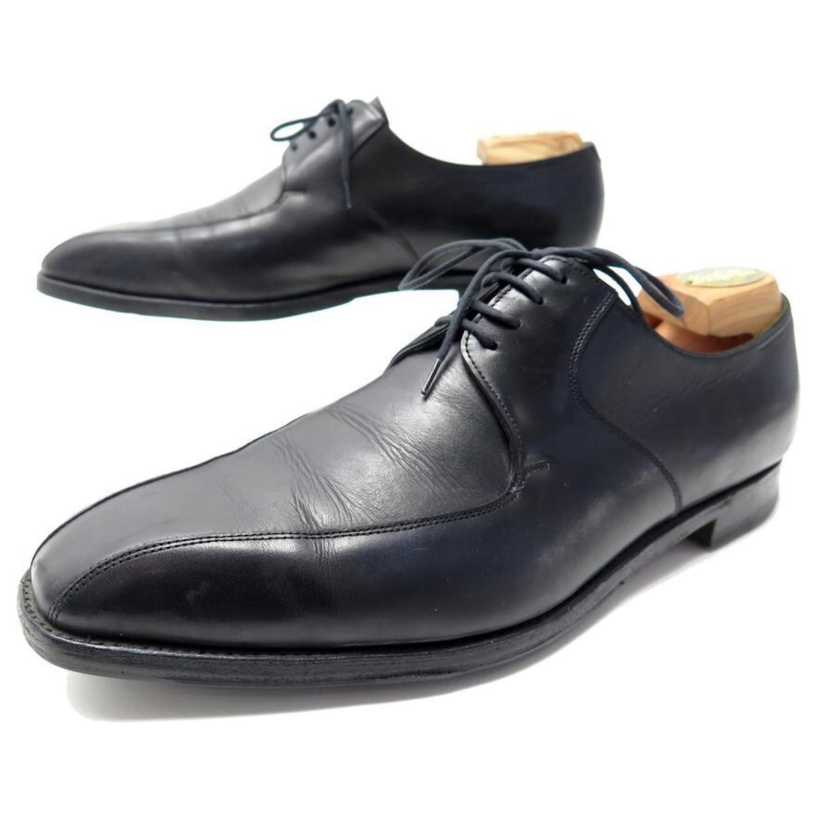 JOHN LOBB SHERBORNE DERBY SHOES 10E 44 BLACK LEATHER STAINLESS