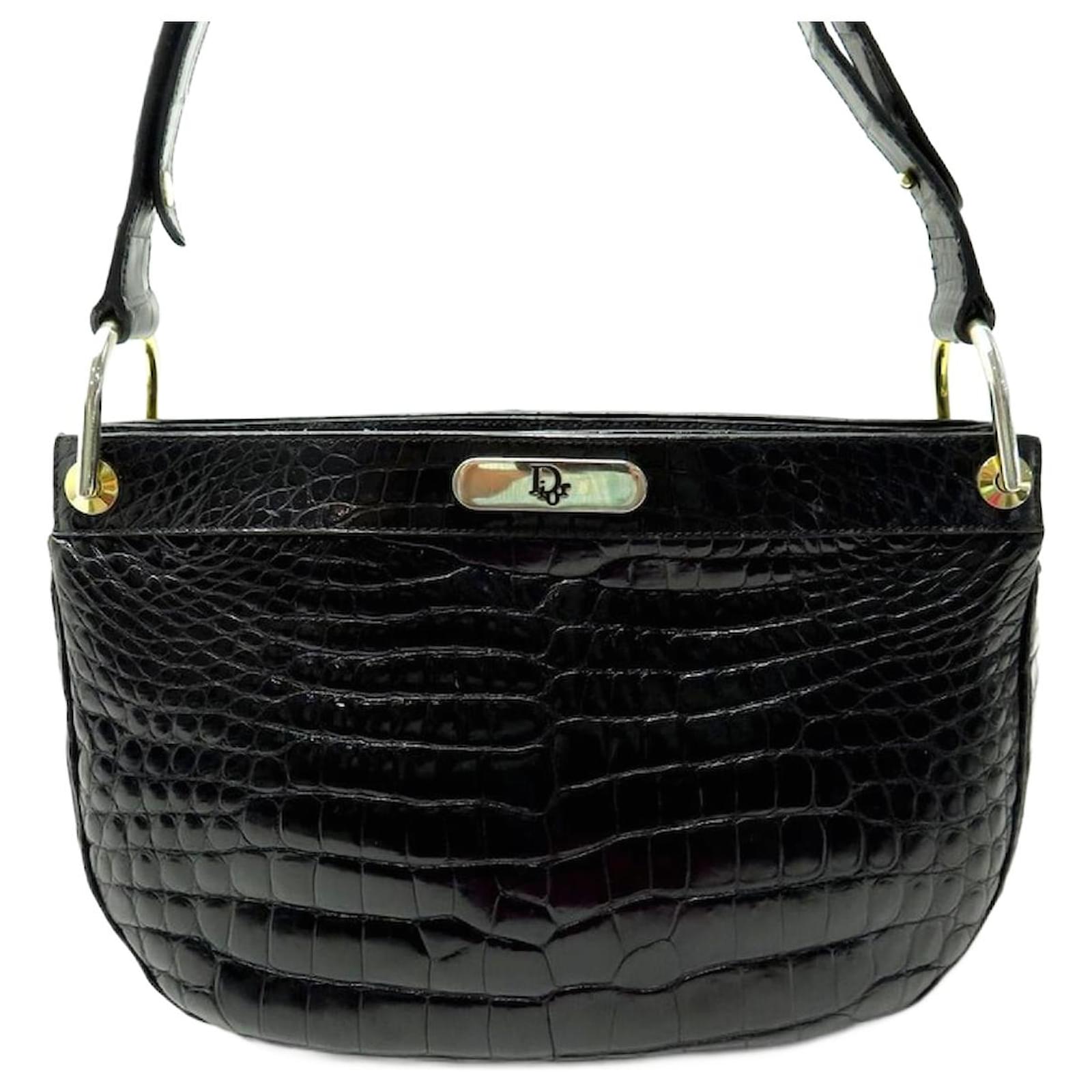 CHRISTIAN DIOR Black Crocodile Bag