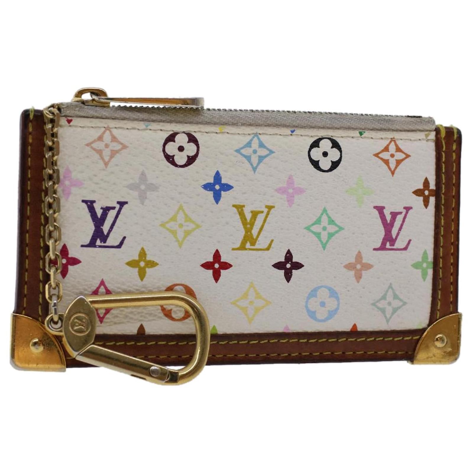 Louis Vuitton, Bags, Louis Vuitton Monogram Multicolor Pochette Cles Coin  Purse White M92655 Am443b