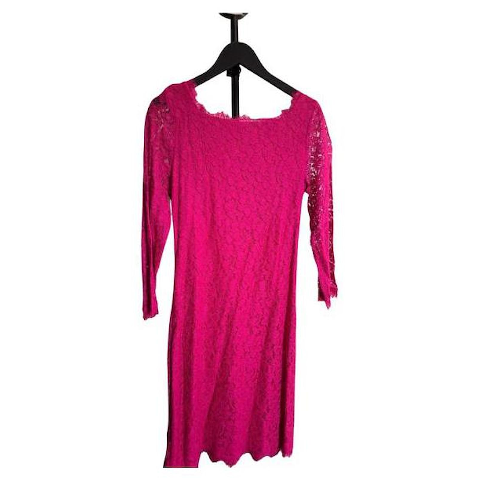 diane von furstenberg pink lace dress Diane Von Furstenberg | Dresses | Diane Von Furstenberg Fusia Pink Dress  Lace Front Size 6