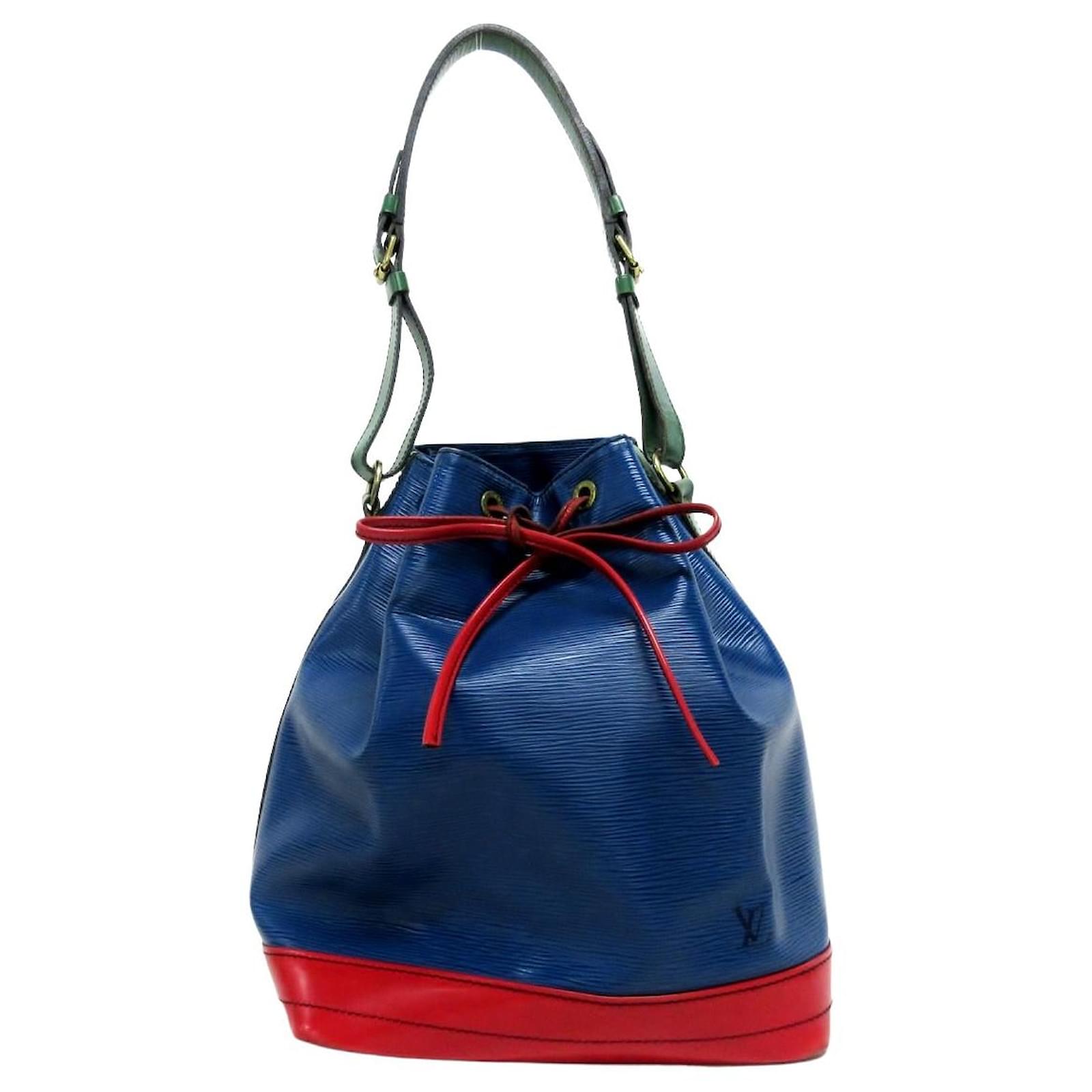 Louis Vuitton Noe Red Tri-Color Leather Drawstring Bucket Shoulder Bag