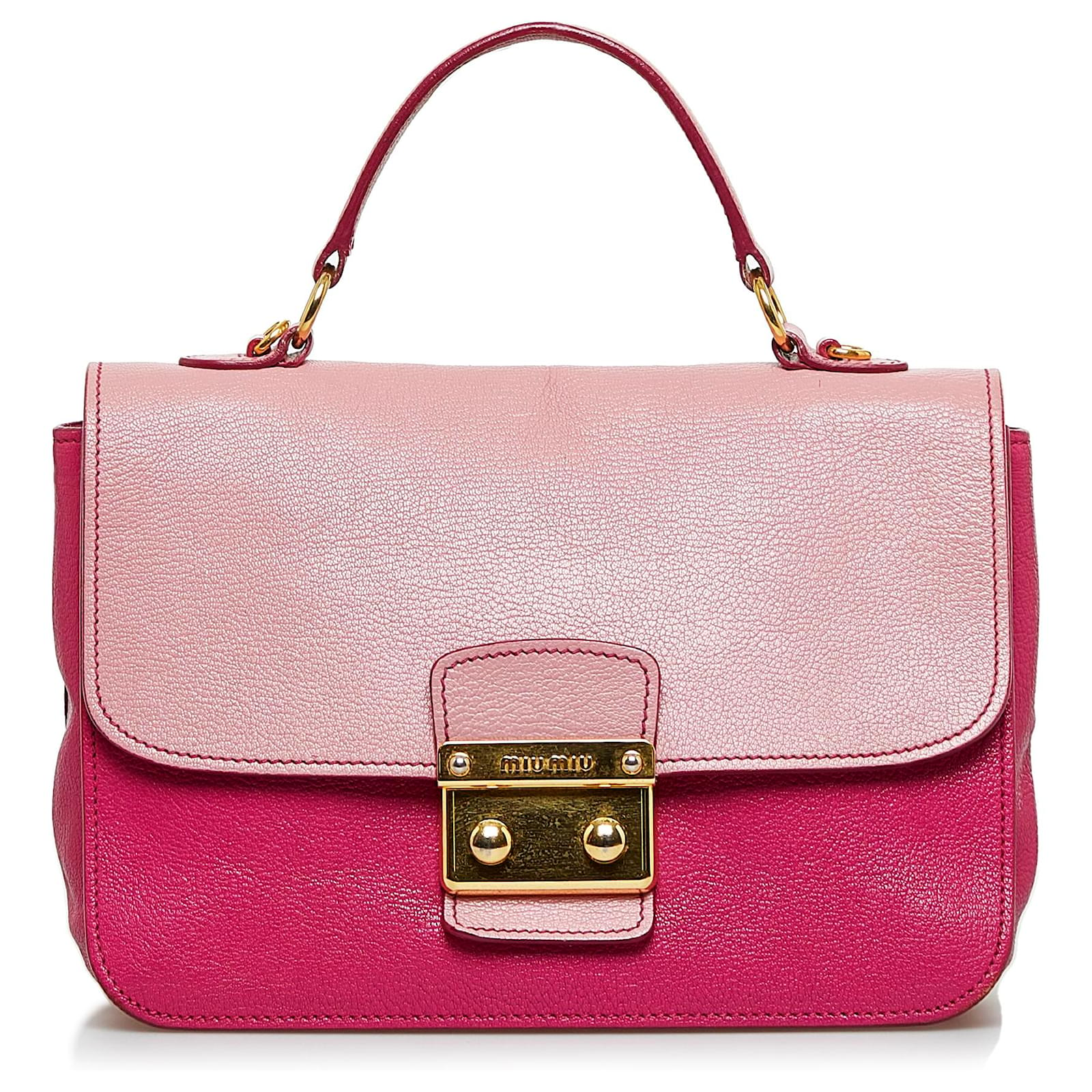 Miu Miu Pink Vitello Shine Satchel Leather Pony-style calfskin ref