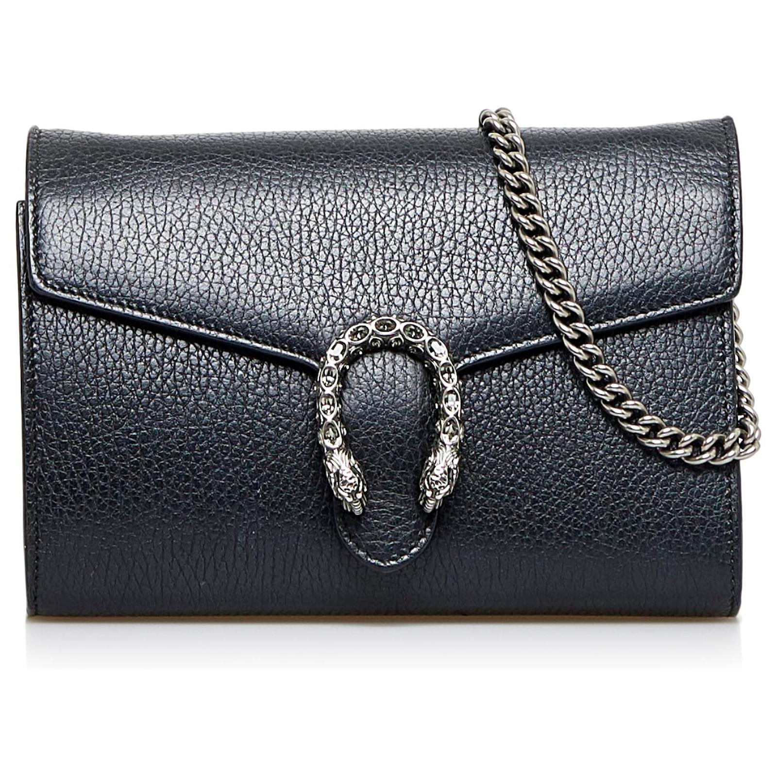 Gucci Dionysus Wallet on Chain Leather Mini Black