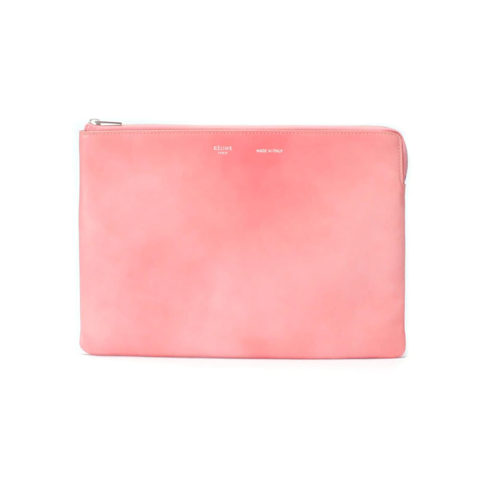 Céline Leather Clutch Bag Pink Pony-style calfskin ref.982402 - Joli Closet