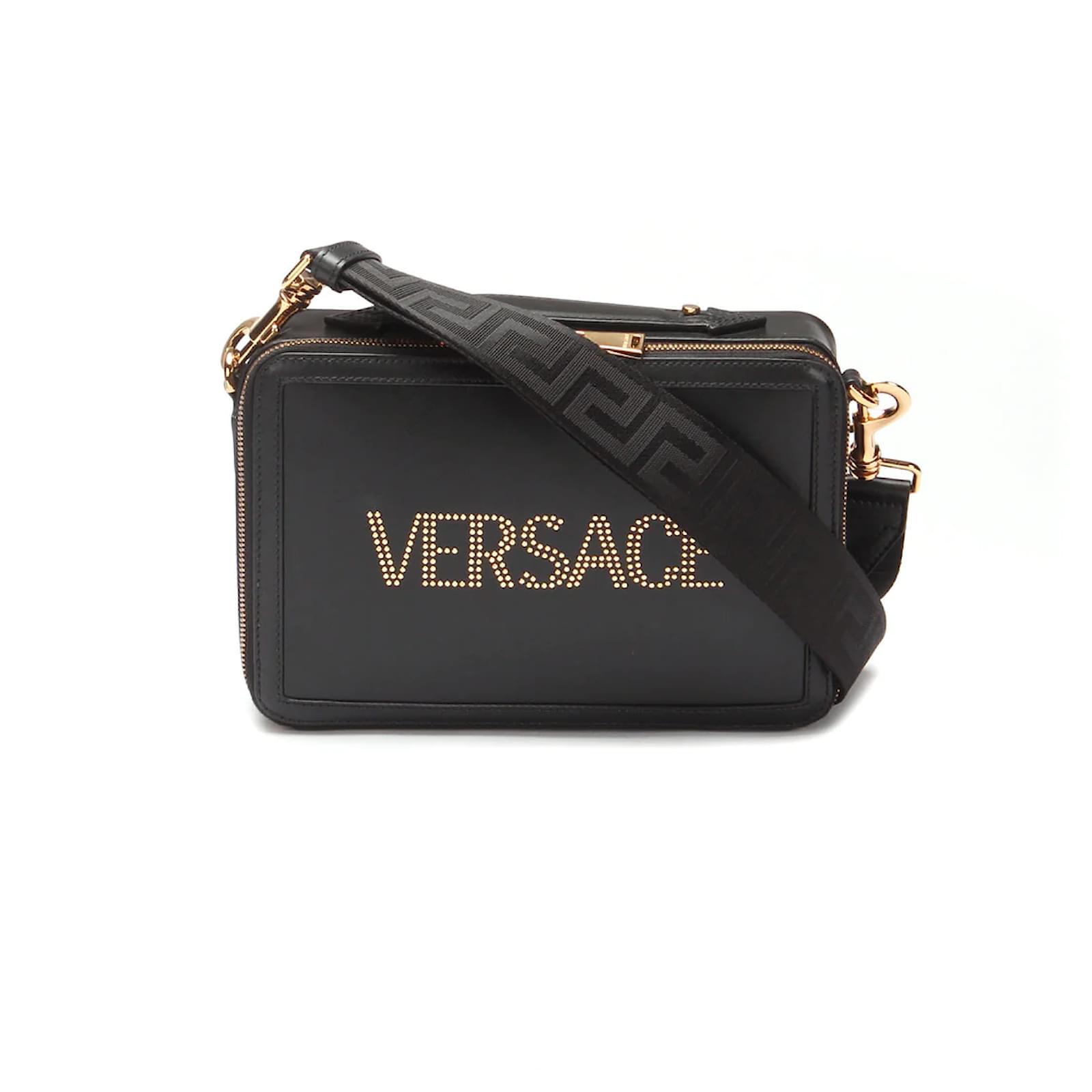 Versace Medusa Foldover Crossbody Bag in Black