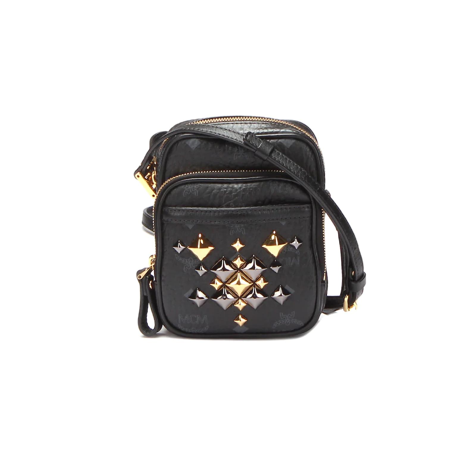 MCM Tasche Umhängetasche Crossbody Handtasche schwarz gold offers Nieten