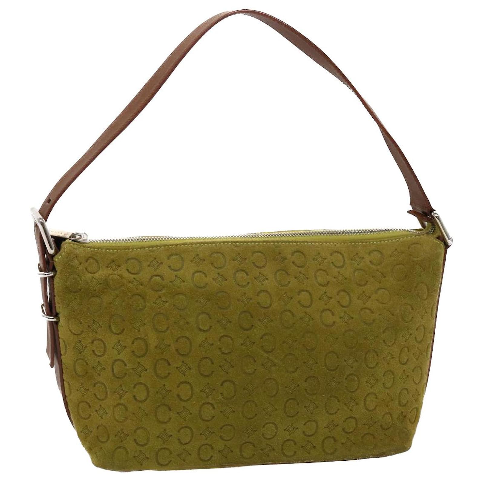 Céline CELINE C Macadam Canvas Shoulder Bag Suede Green Auth