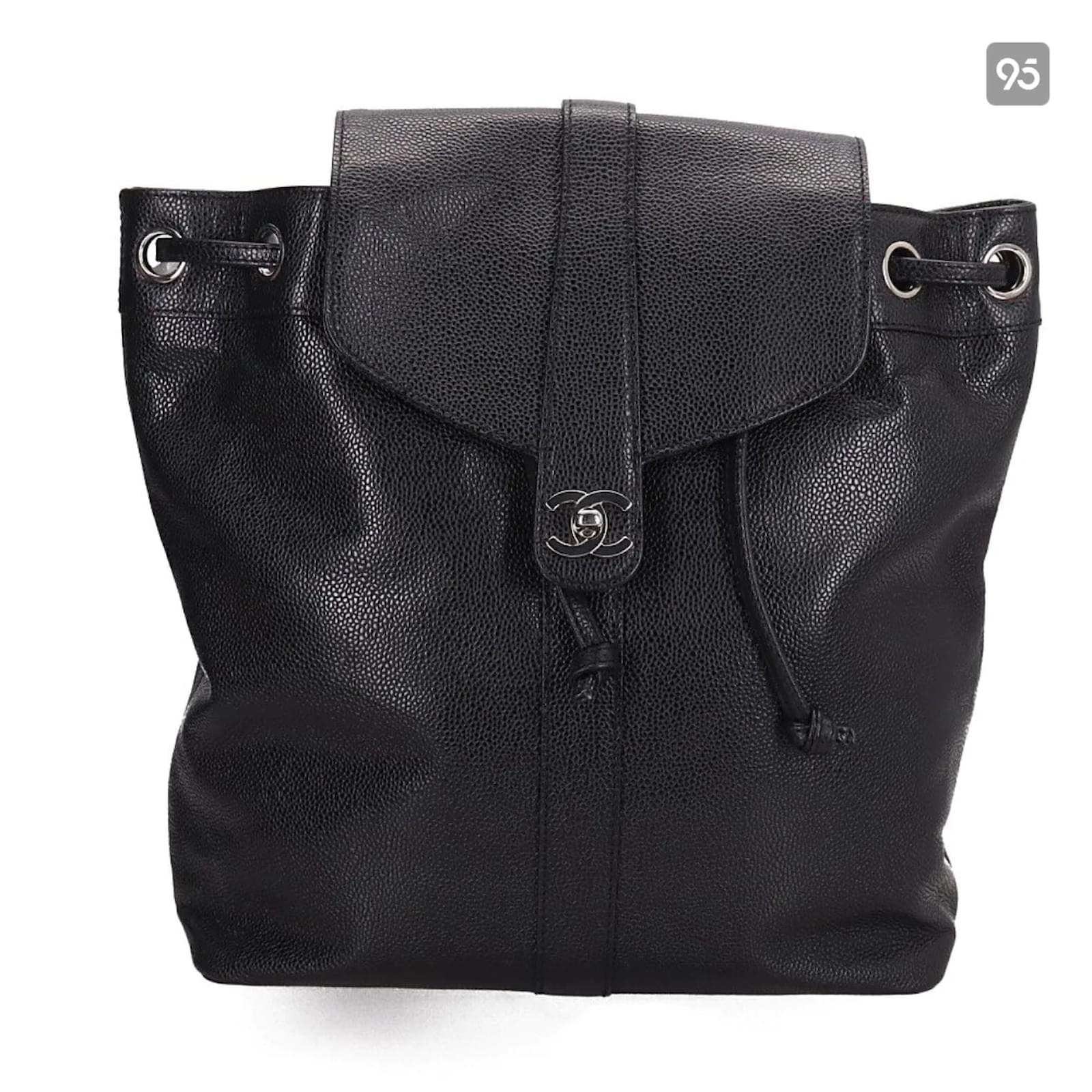 Chanel CC Caviar Drawstring Backpack Black Pony-style calfskin ref.982581 -  Joli Closet