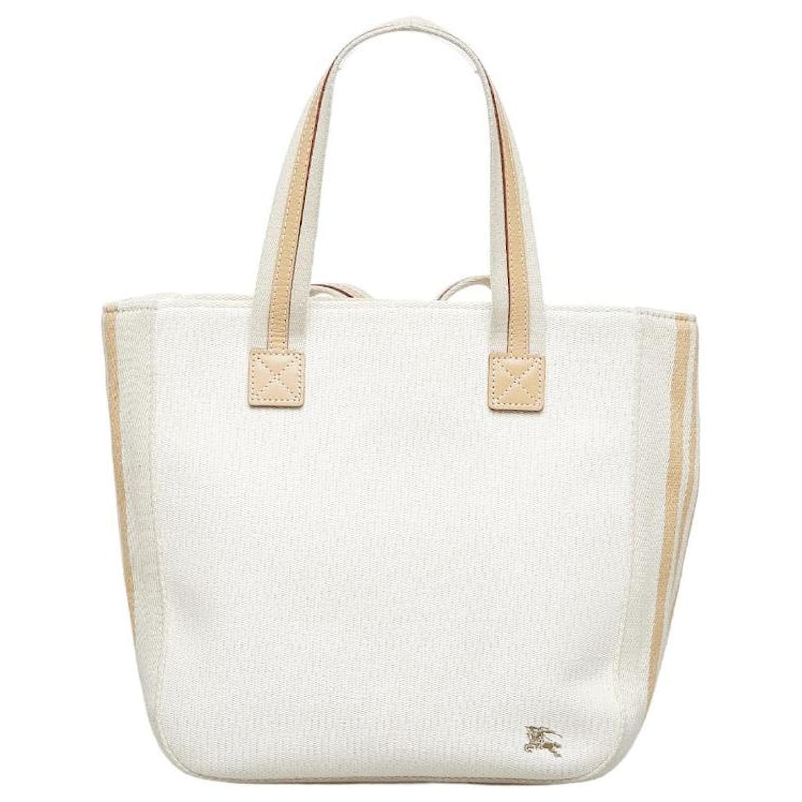 Burberry Canvas Tote Bag White Cloth ref.982588 Joli Closet