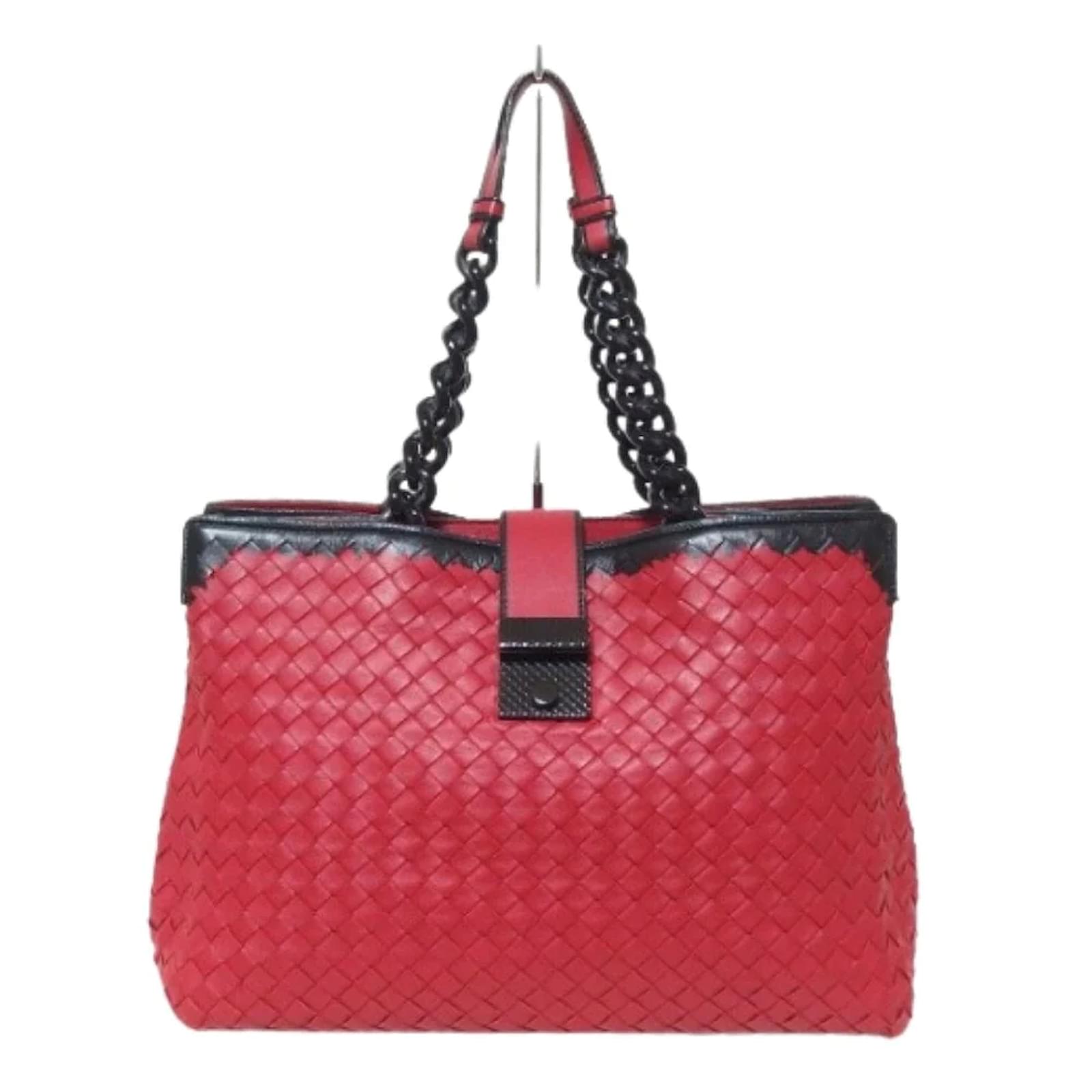 Bottega Veneta Intrecciato Leather Tote Bag Red Pony-style