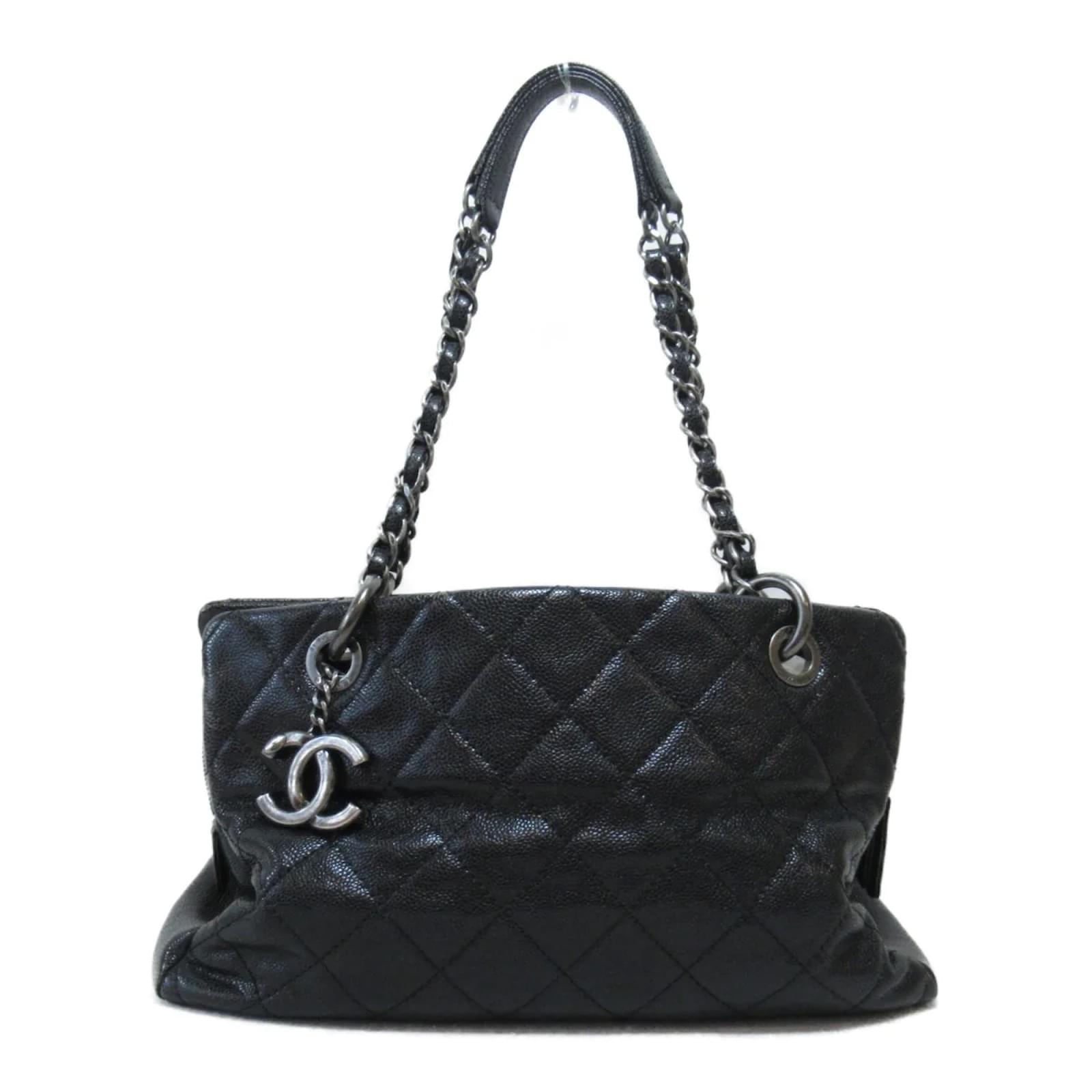 Chanel CC Quilted Caviar Chain Tote Bag Black Pony-style calfskin  ref.982828 - Joli Closet