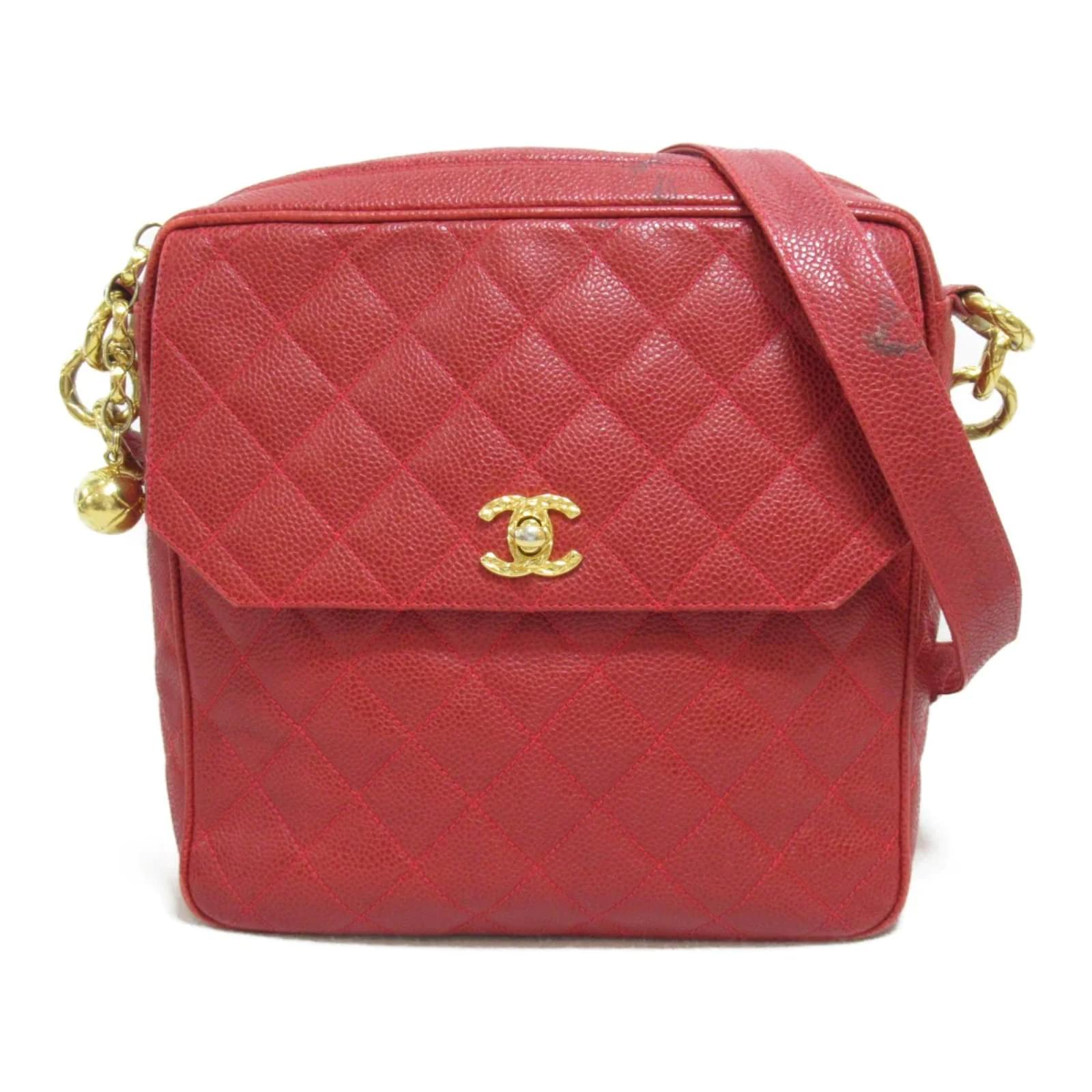 Chanel CC Quilted Caviar Crossbody Bag Red Pony-style calfskin ref.982841 -  Joli Closet