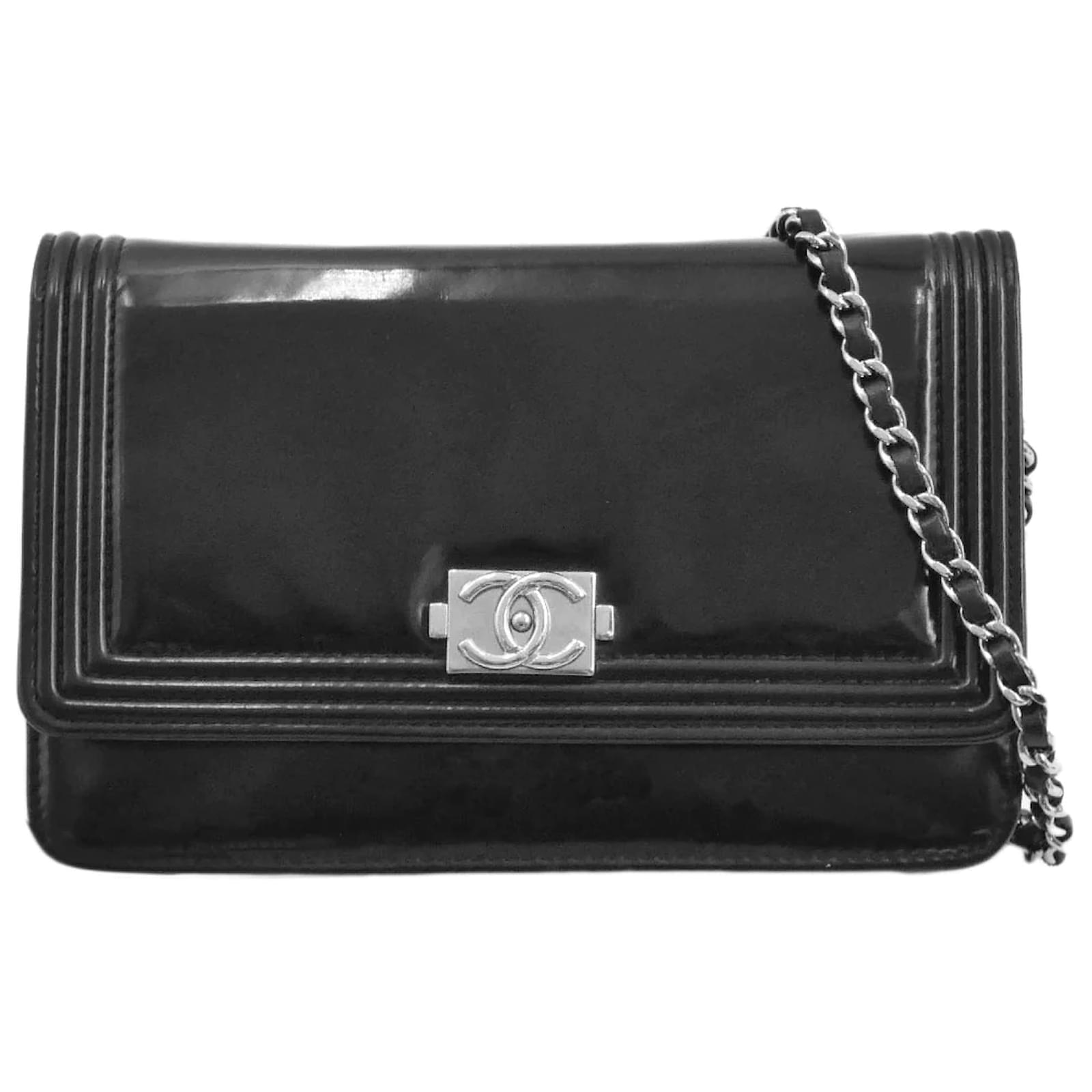 Chanel Black Quilted Glazed Leather Large Boy Flap Bag Chanel