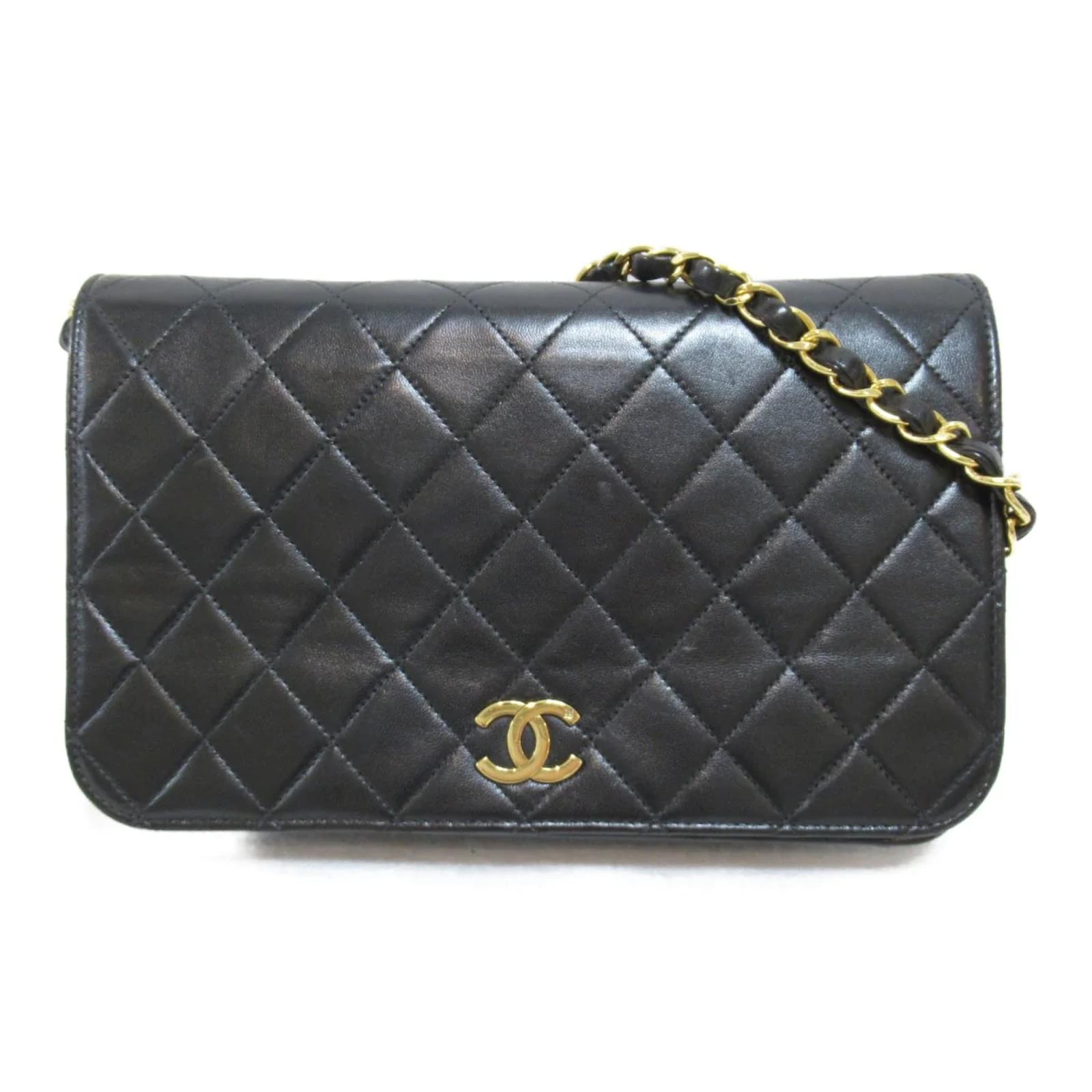 Chanel CC Quilted Full Flap Crossbody Bag Black Lambskin ref