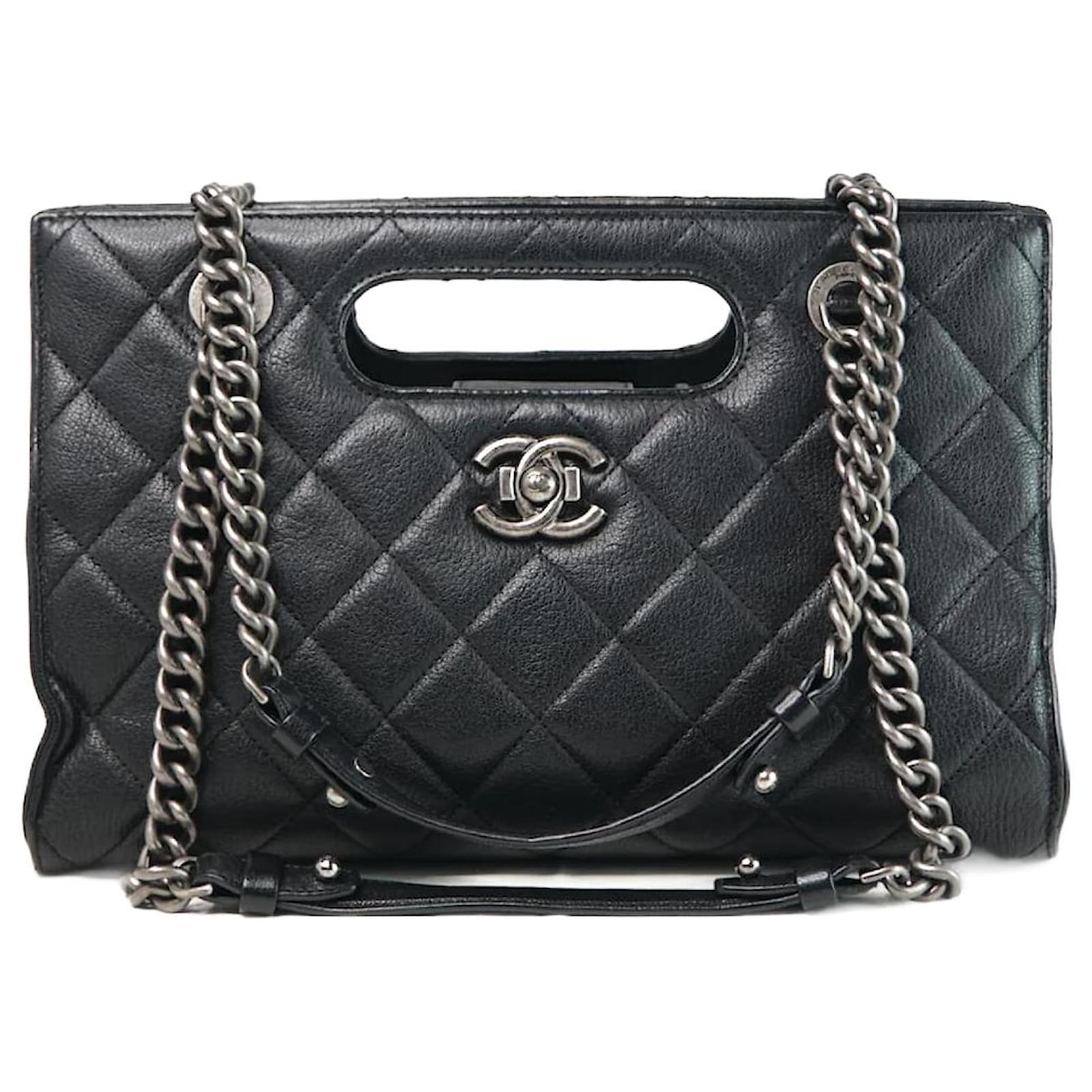 Chanel CC Quilted Leather Shoulder Bag Black Pony-style calfskin
