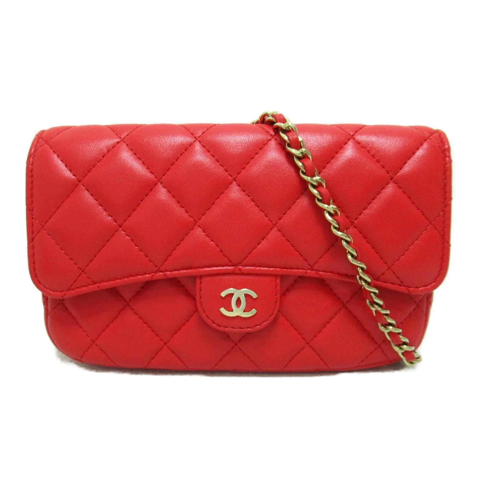 Red Chanel Caviar CC Lunch Box Vanity Case