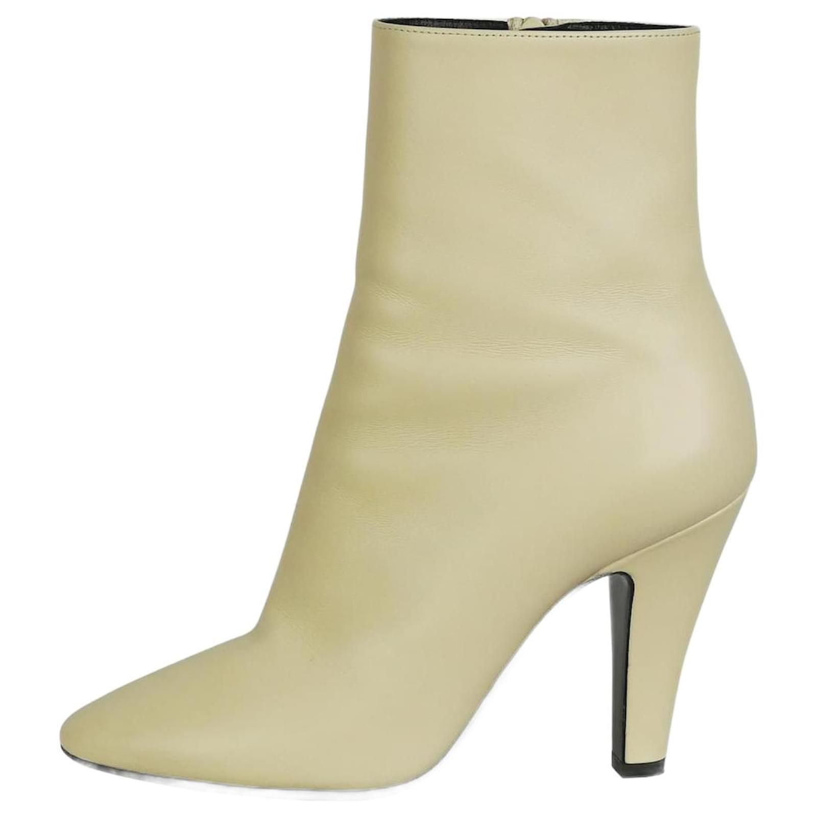 Cream leather hot sale ankle boots