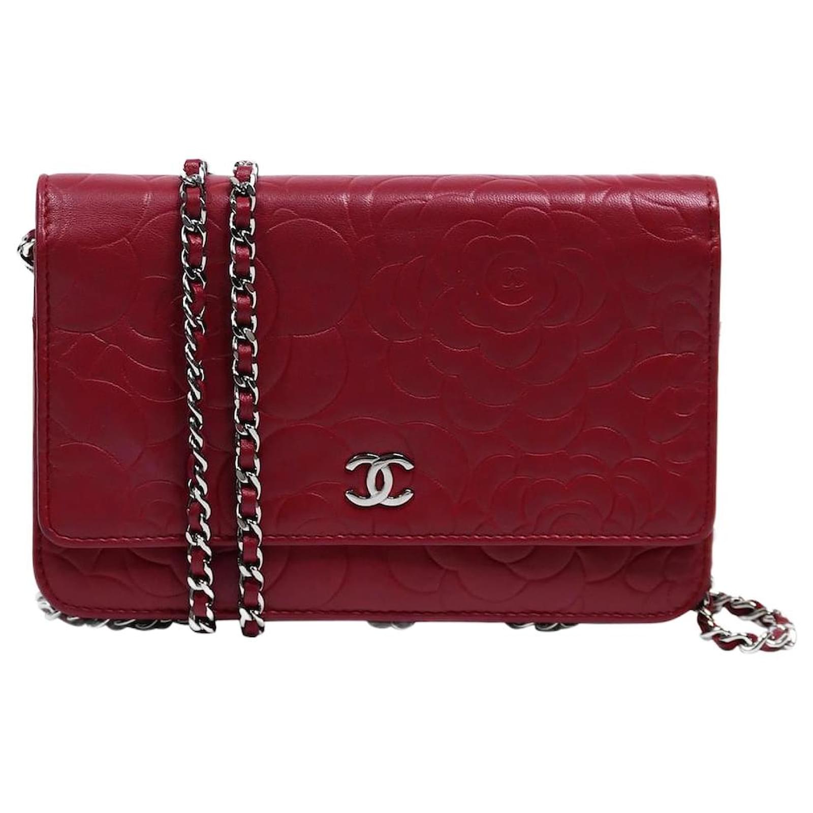 Chanel Red rose pattern lambskin 2011 silver hardware Wallet On Chain  Leather ref.983330 - Joli Closet