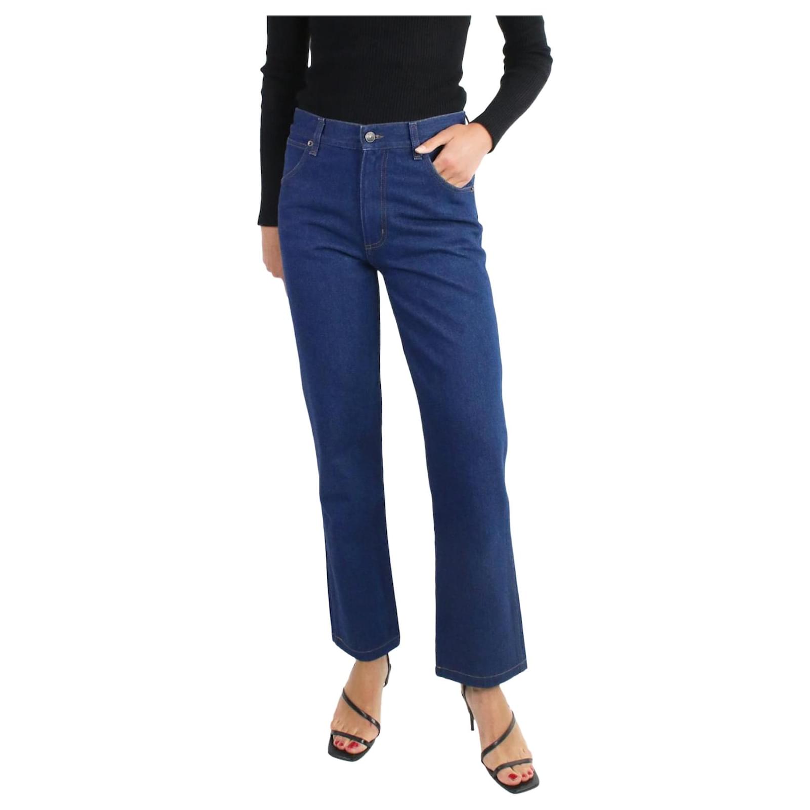 Blaue Denim Jeans mit geradem Bein Gr e US 4