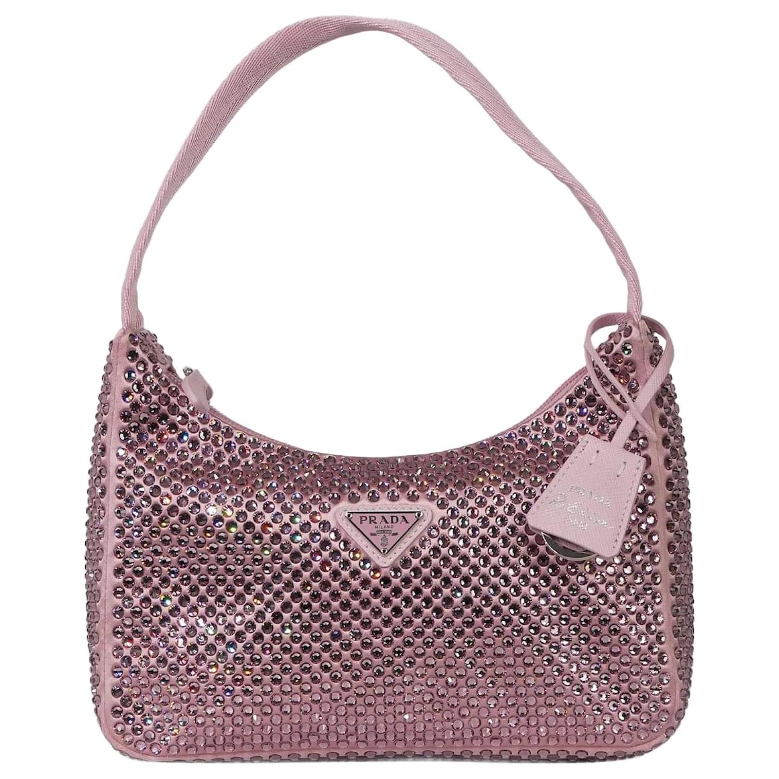Prada Triangle Satin Mini-Bag with Crystals, Women, Crystal