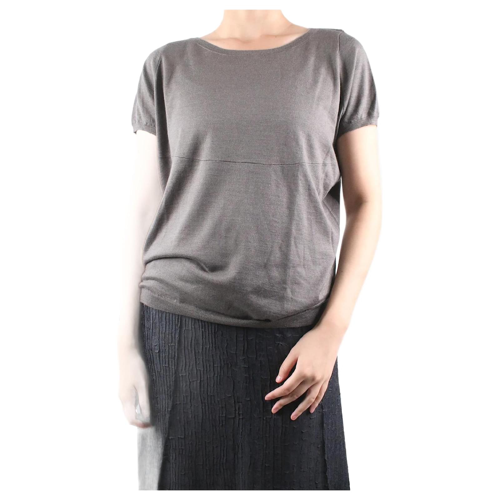 Brunello Cucinelli Grey cashmere T-shirt - size ref.984071 - Joli