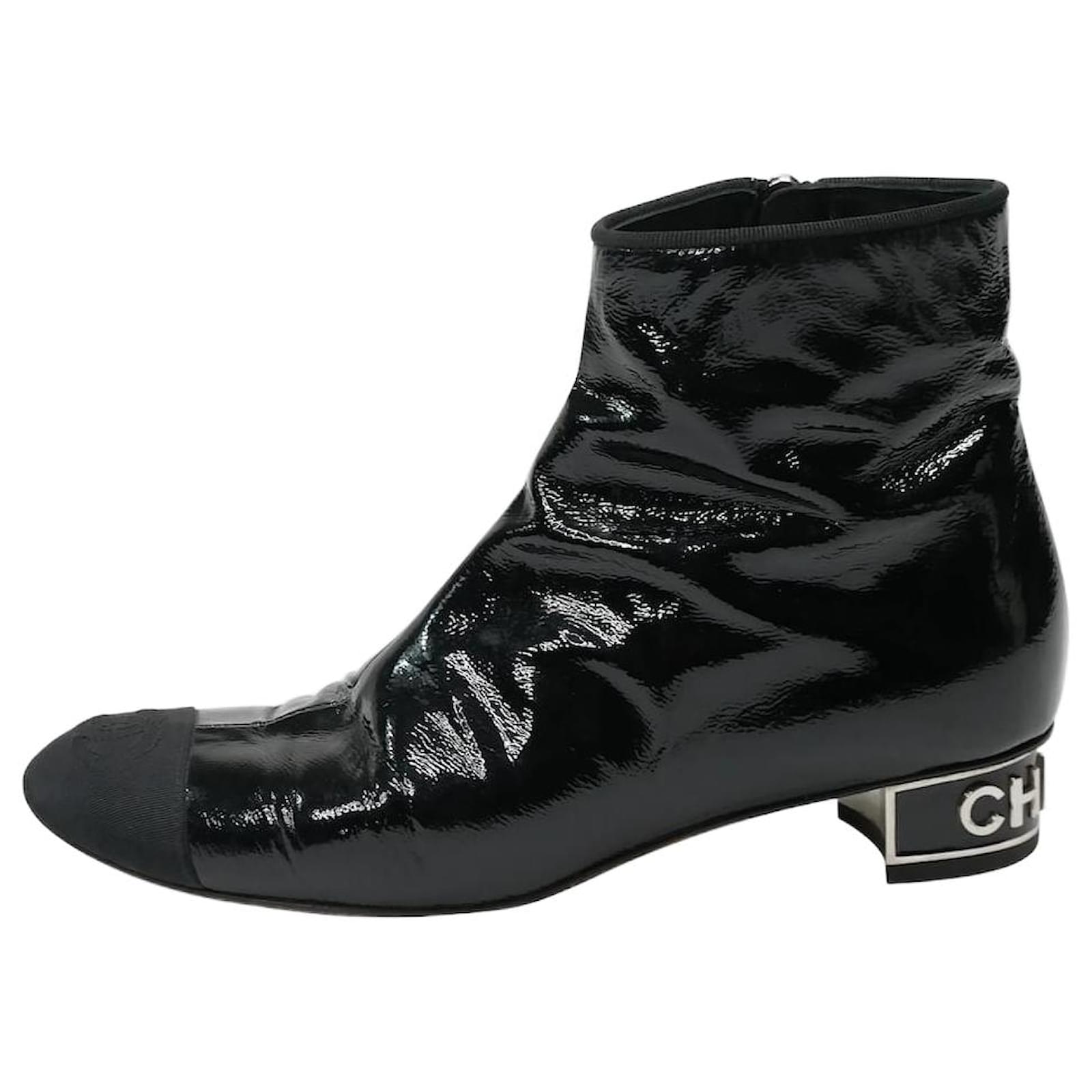 Chanel Black patent ankle boots - size EU 36 Leather ref.984296 - Joli  Closet