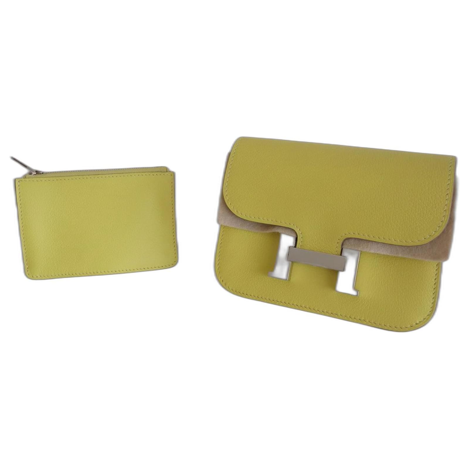Constance Slim Hermès purse Yellow Leather ref.984355 - Joli Closet