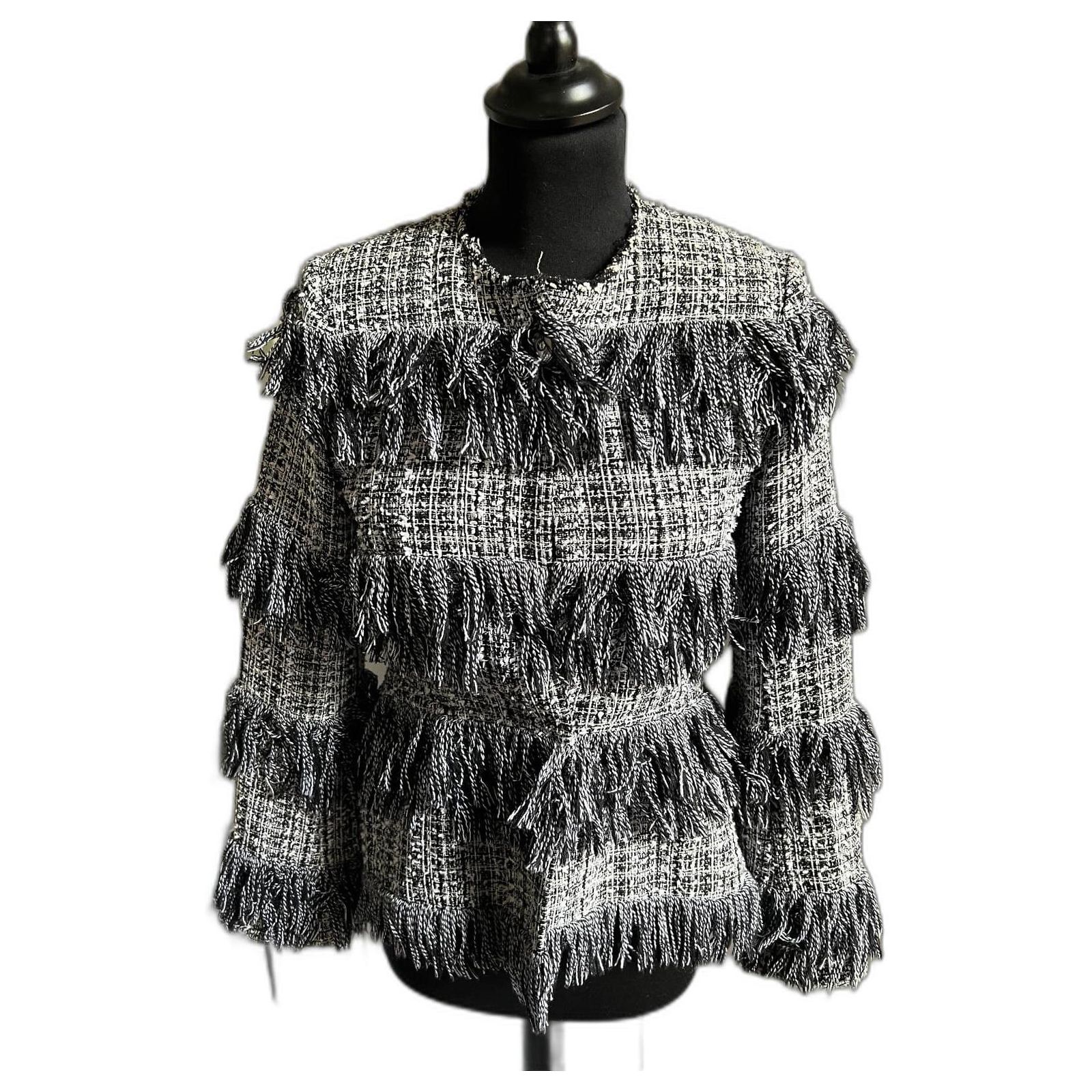 Veste Vintage Légère En Coton Blanc Avec Motifs - Taille S, Occasion Très Bon état