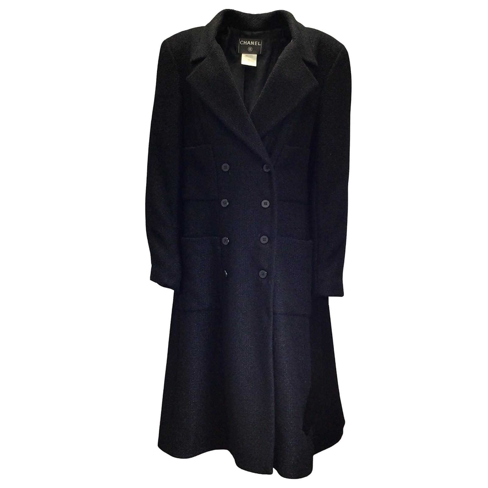 Chanel Black Vintage 2001 lined Breasted Silk Lined Wool Tweed