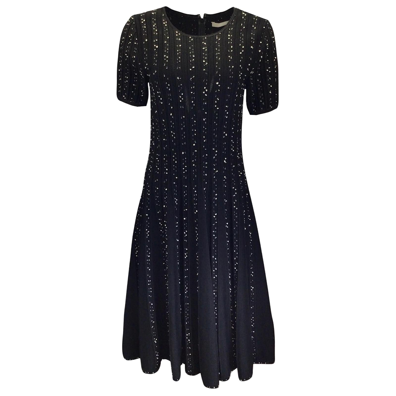 Jason Wu Black / White Short Sleeved Flared Knit Midi Dress (Sold) - Joli  Closet