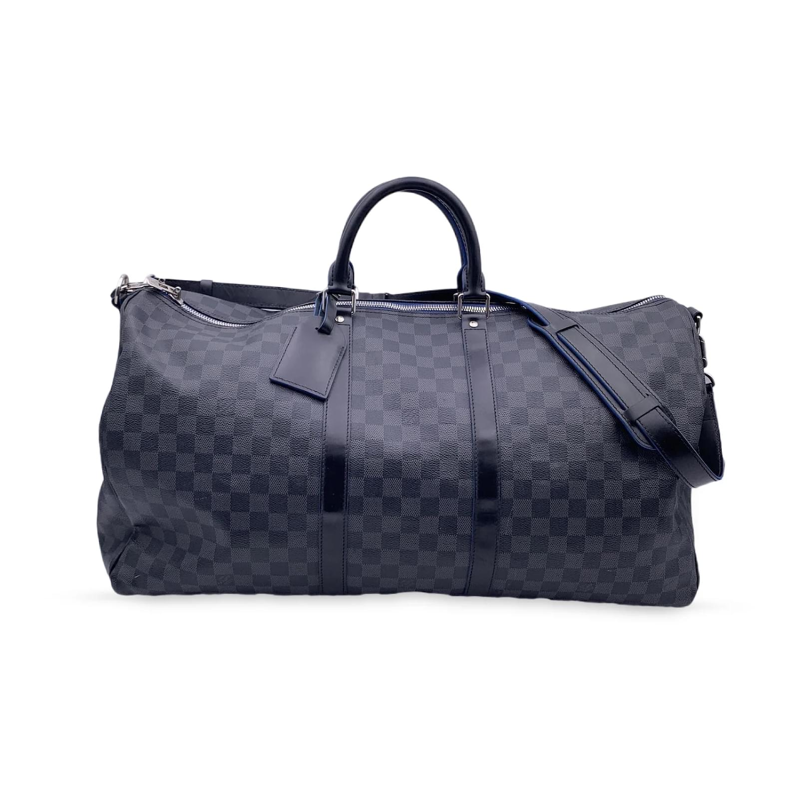 Louis Vuitton Damier Graphite Neo Blue Keepall 50 Bandouliere Bag N41413  Black Cloth ref.984459 - Joli Closet