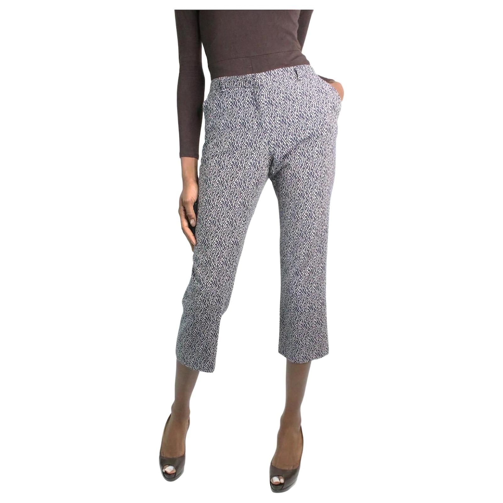 Weekend Max Mara Blue printed trousers - size UK 10 Cotton ref