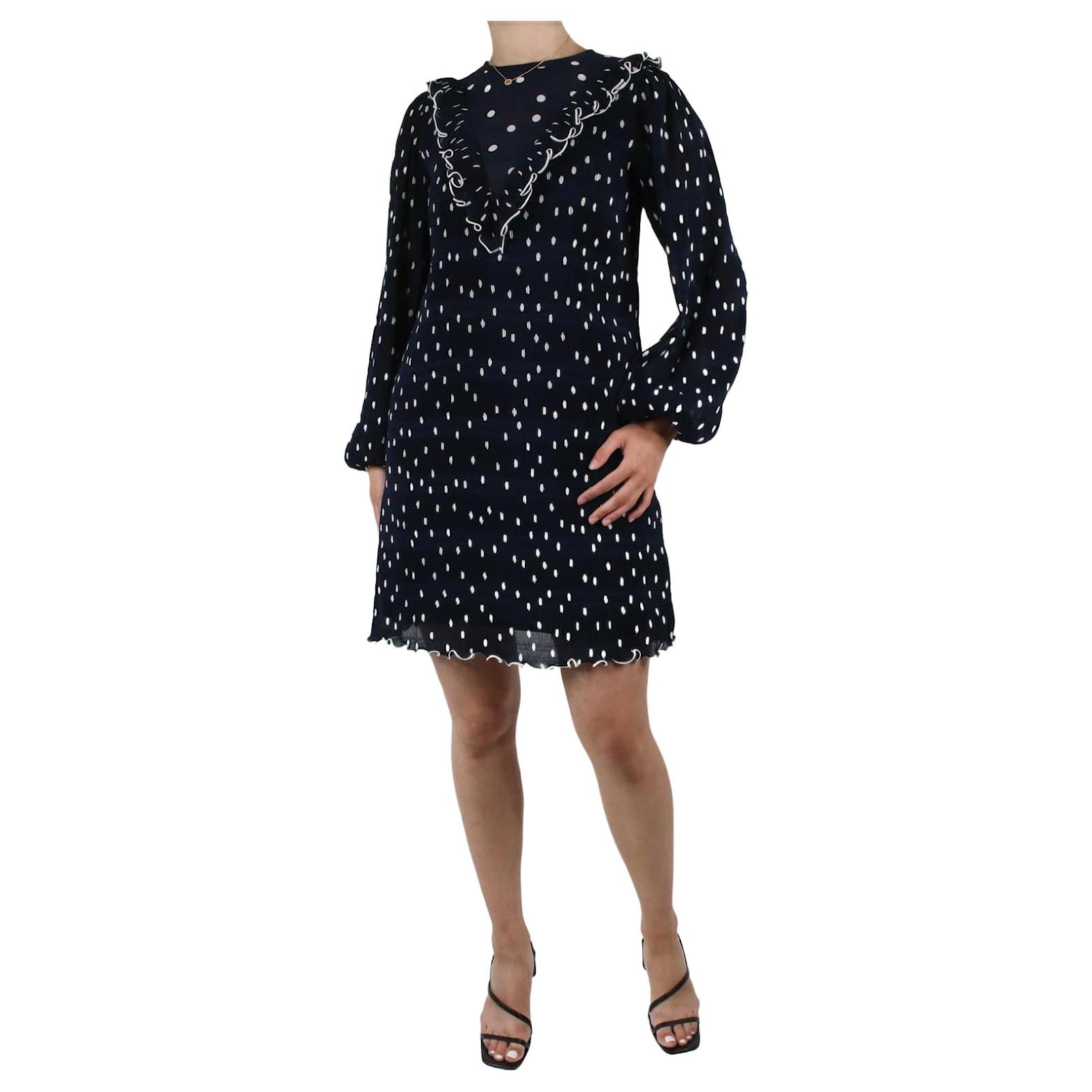 Ganni Blue polka dot pleated dress - size EU 36 Polyester ref.JC985467  (Sold) - Joli Closet
