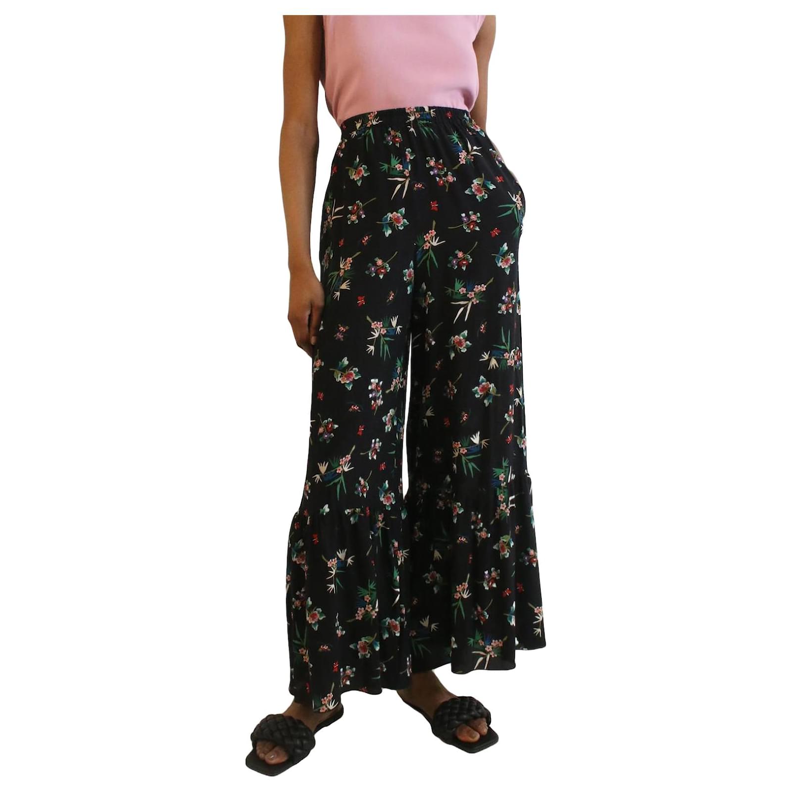 Red Valentino Black floral silk printed trousers - size IT 38 ref