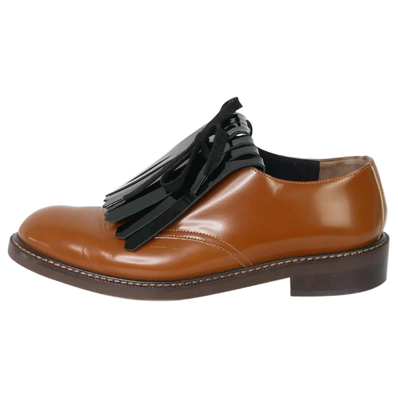 MARNI LEATHER DRESS SHOES BROWN-