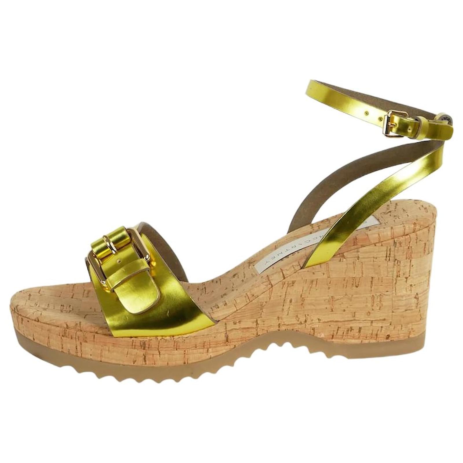 Stella Mc Cartney Gold wedge sandal heels - size EU 37 Golden ref