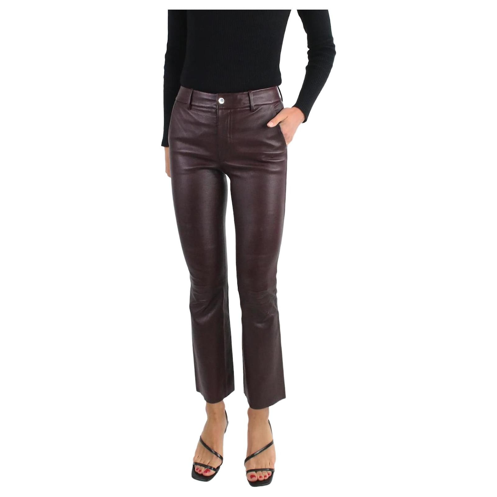 Pantalon en cuir bordeaux taille US 2