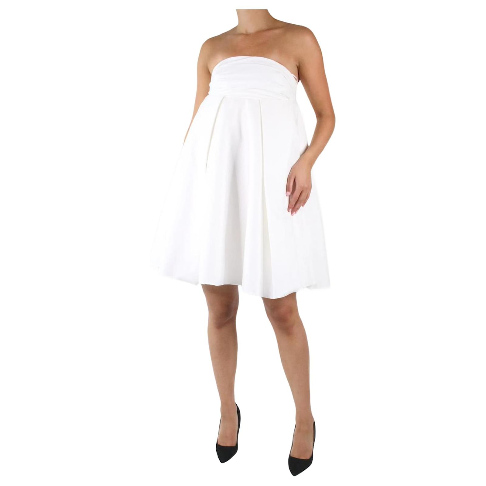 Khaite White pleated puff mini dress - size US 4 (Sold) - Joli Closet