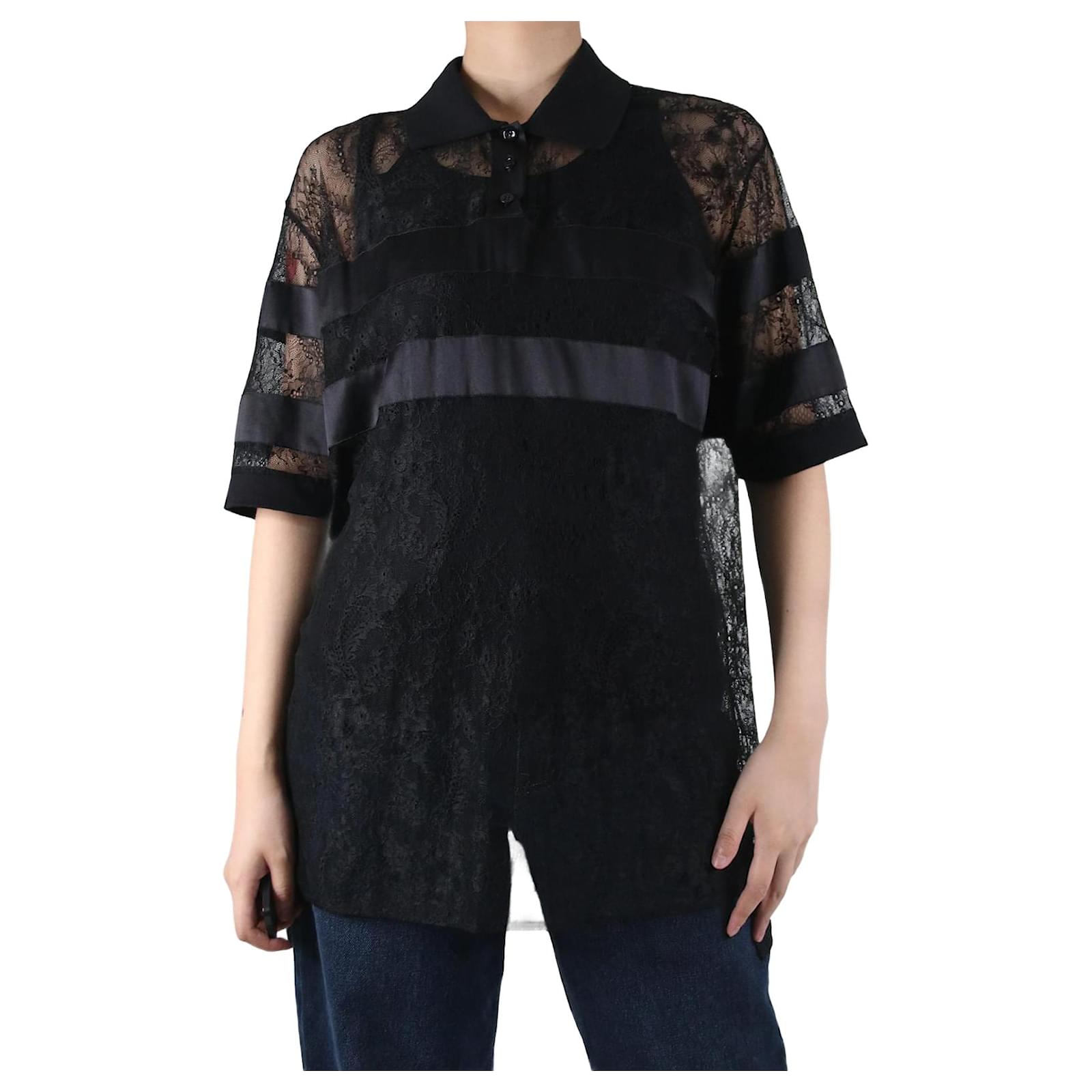 Givenchy Black floral lace polo shirt - size UK 12 ref.986118