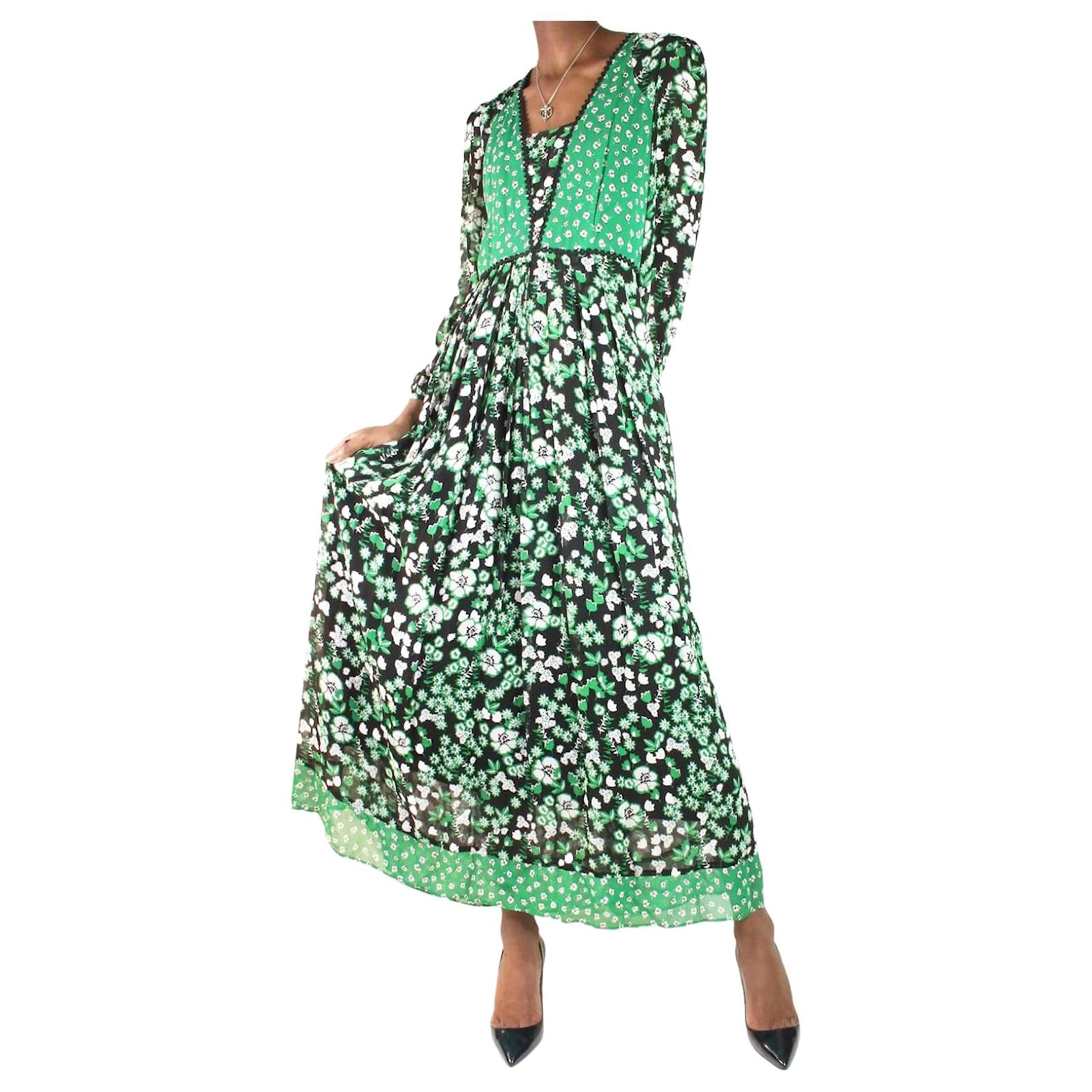 Green floral printed maxi dress size FR 36