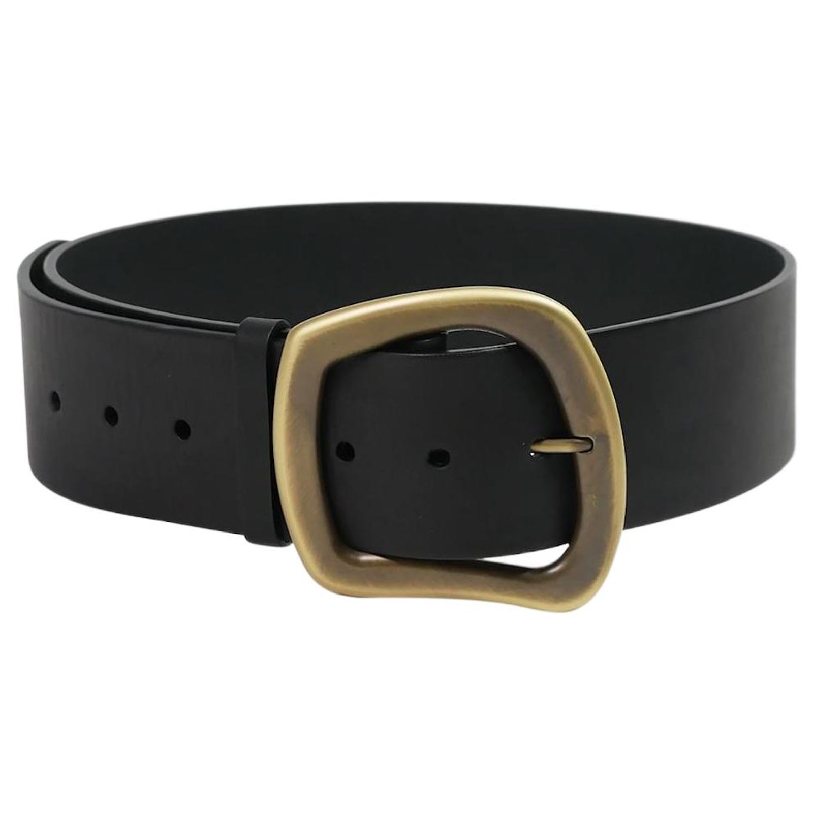 Gabriela Hearst Leather Belt Gold Buckle Women Black Belts GABRIELA HEARST Simone textured-leather belt | NET-A-PORTER main image 4