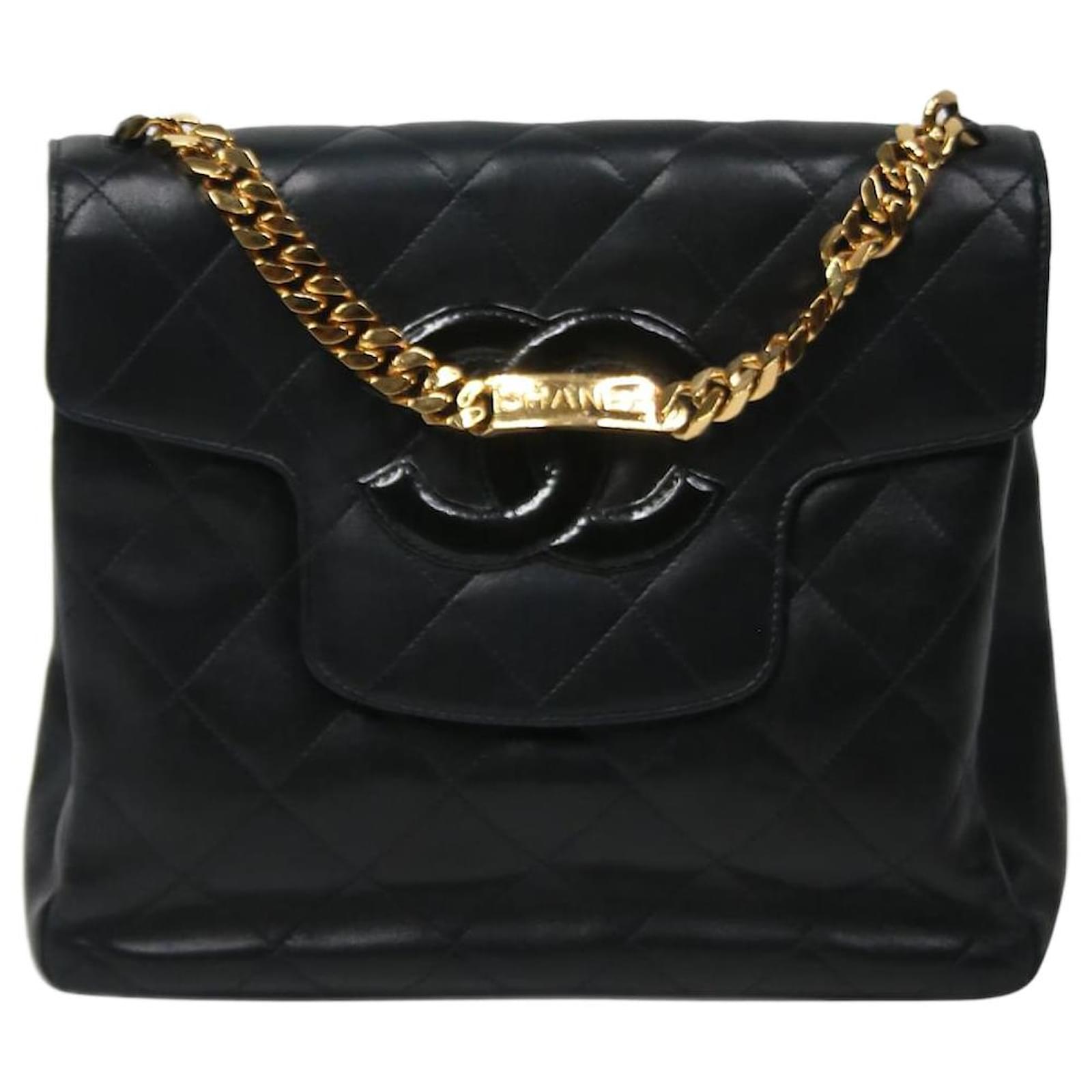 Chanel Black 1996-1997 vintage leather top handle bag Lambskin ref.986423 -  Joli Closet