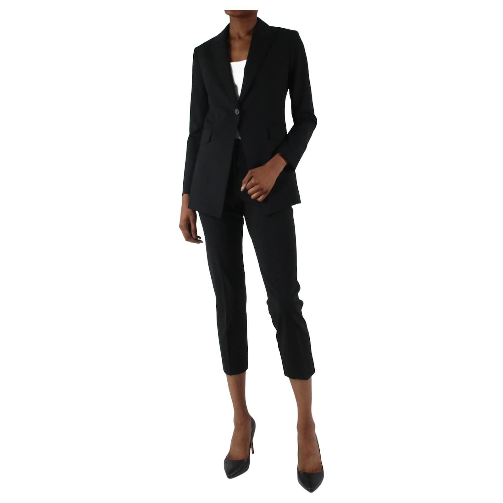 Buy Calf Length Black Plain Straight / Trouser Suits Online for Women in USA