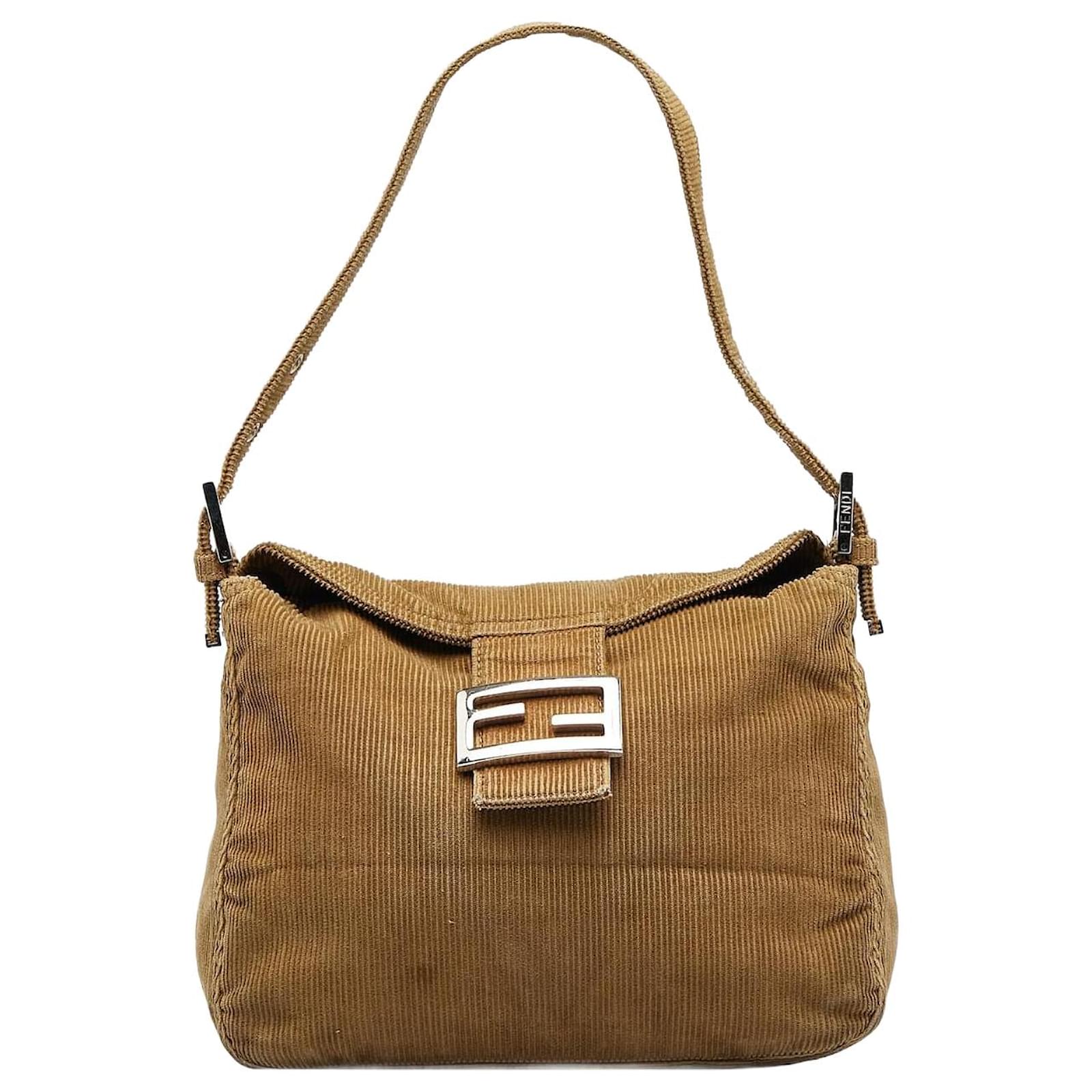 Fendi Pre-owned Zucchino Double Flap Shoulder Bag - Brown